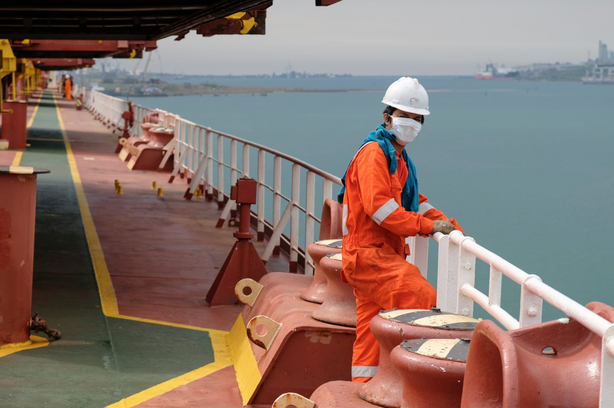 A seafarer onboard a ship that continues to operate through the pandemic. (Stock photo)

