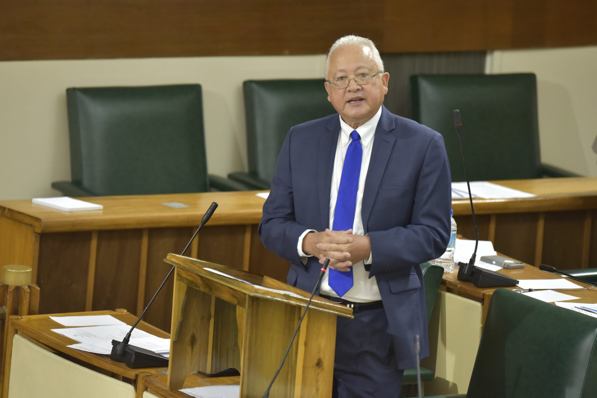 Minister of Justice, Hon. Delroy Chuck, addresses the House of Representatives on May 12.