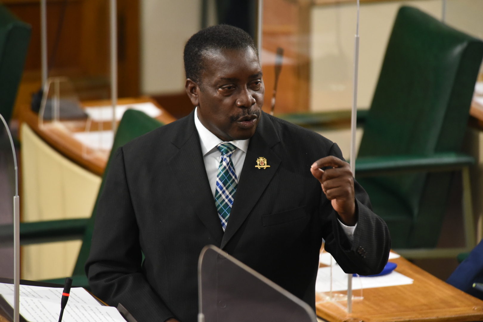 Minister of Transport and Mining, Hon. Robert Montague, speaks in the House of Representatives on Wednesday (May 26).

 