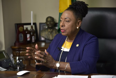 Minister of Culture, Gender, Entertainment and Sport, Hon. Olivia Grange, speaking at a recent virtual Jamaica Information Service Think Tank. (Donald De La Haye)