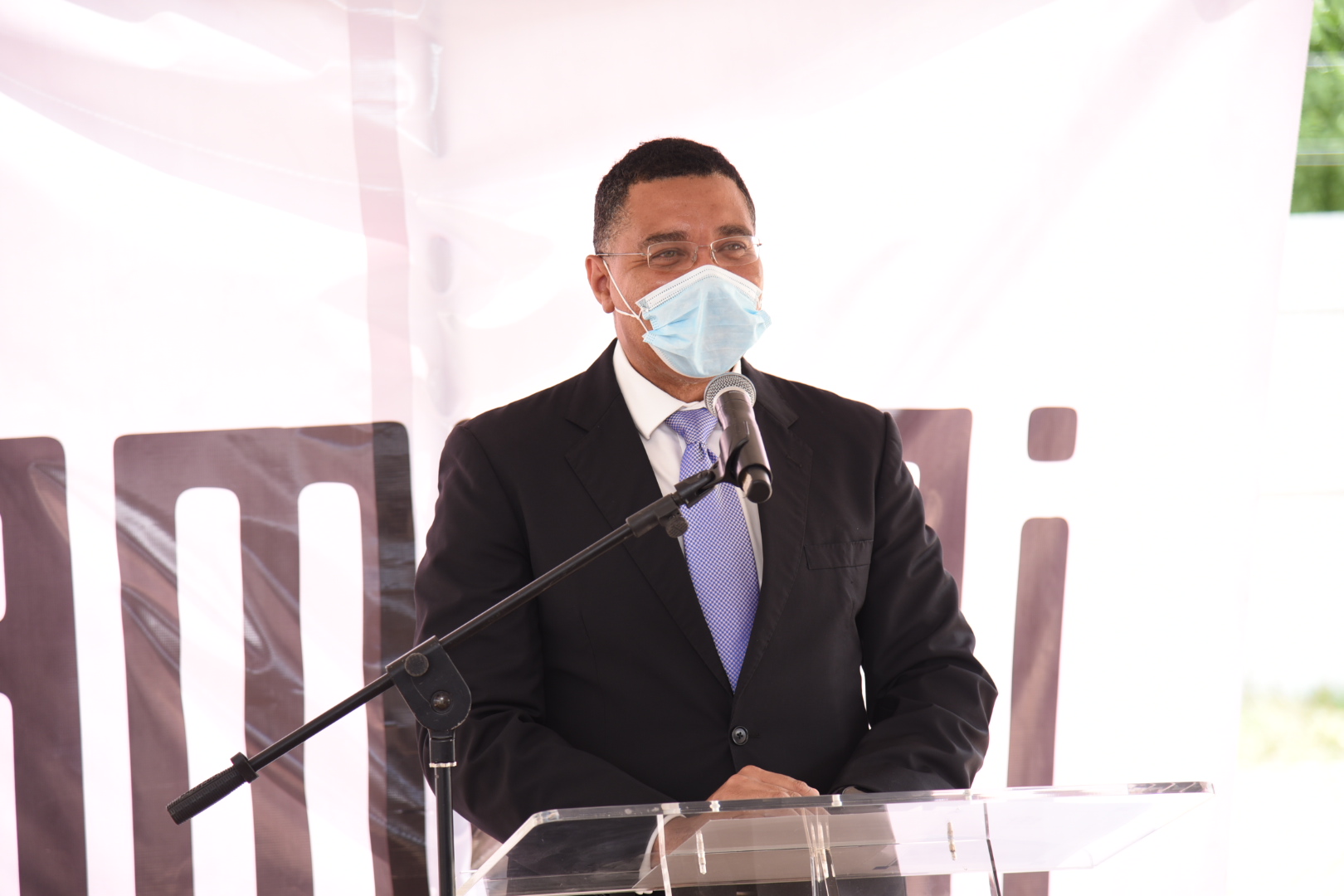 Prime Minister, the Most Hon. Andrew Holness, addresses  the groundbreaking ceremony for Hambani Estates in St. Andrew on  Saturday (June 5).
