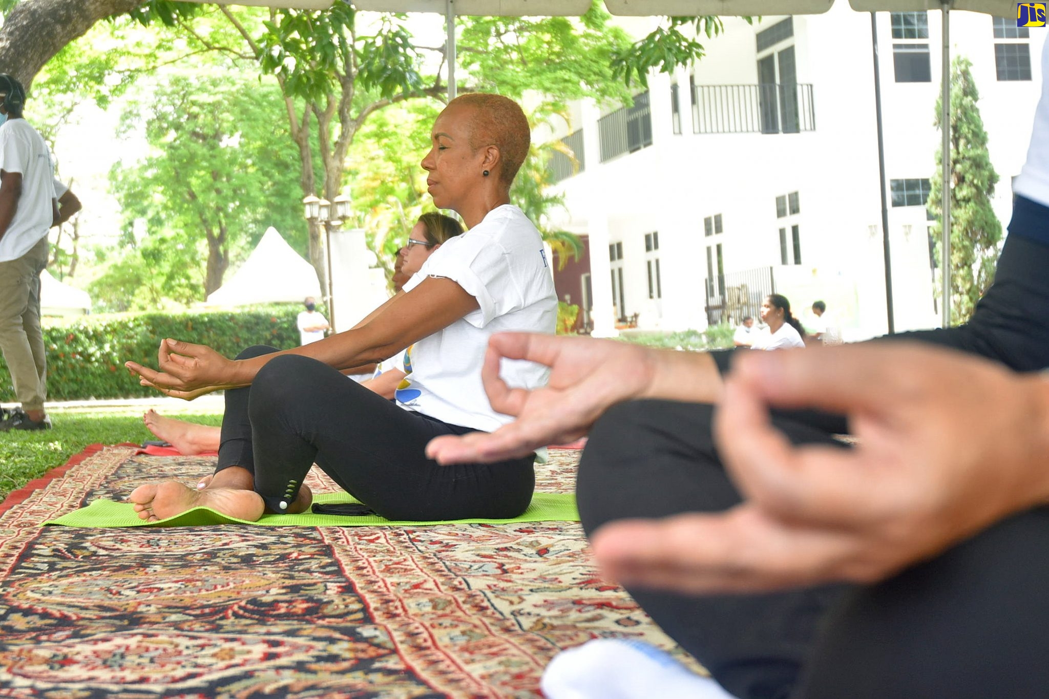 Education, Youth and Information Minister, Hon. Fayval Williams, participates in a meditation exercise during a yoga session on June 13, at the High Commission of India in Kingston. The session is one of a series of activities being hosted by the High Commission of India to commemorate International Day of Yoga, to be celebrated on June 21. The exercise aims to highlight the benefits of yoga. This is the seventh International Day of Yoga, which is observed across the world.