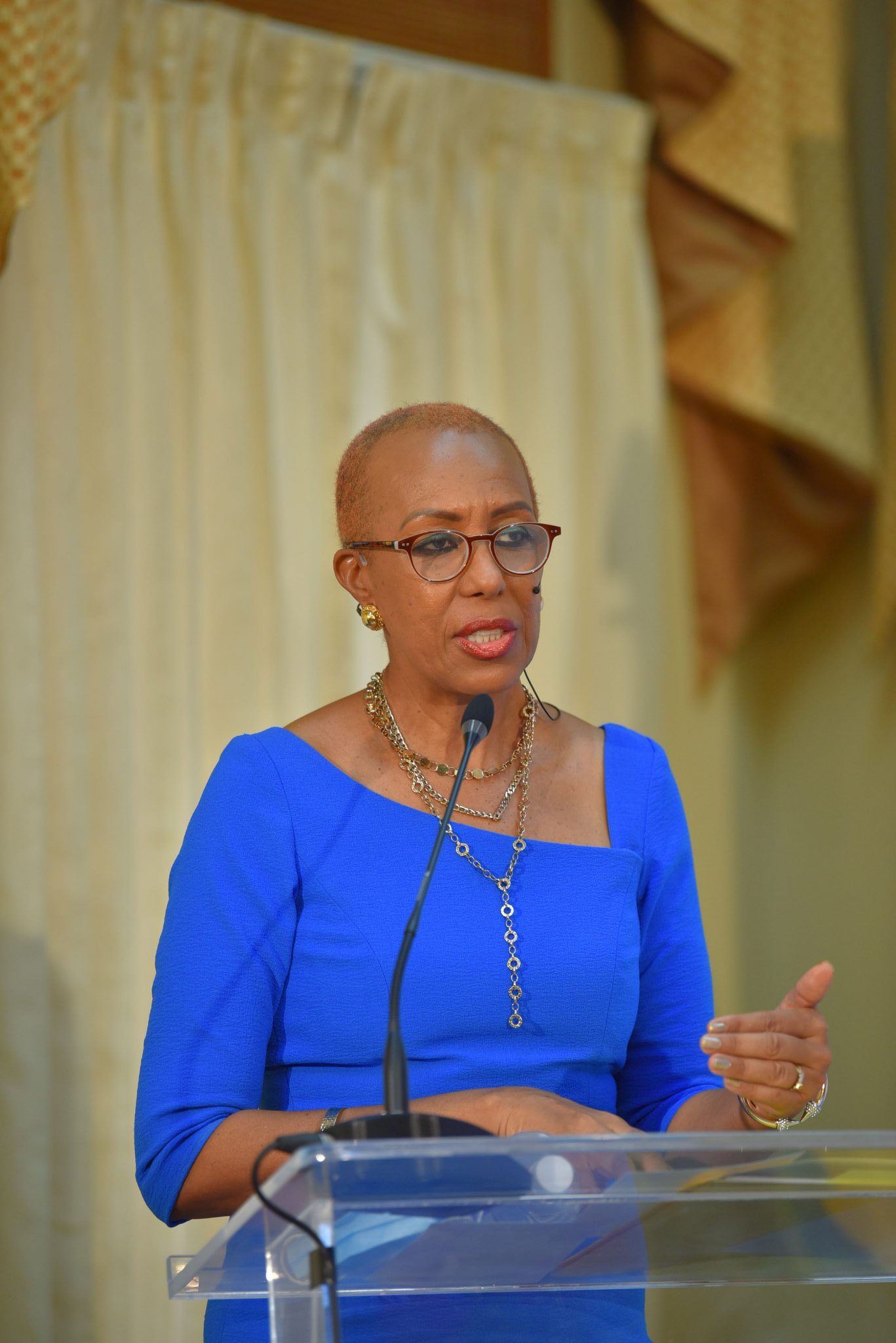 Education, Youth and Information Minister, Hon. Fayval Williams, addresses the Ministry and the Private Sector Organisation of Jamaica (PSOJ) virtual round-table discussion on Wednesday (July 28).


