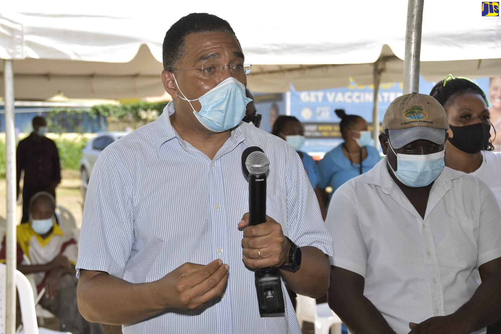 Prime Minister, the Most. Hon. Andrew Holness, speaking during a coronavirus (CoVID-19) vaccination blitz at the Pembroke Hall community centre in St. Andrew on Friday (Sept. 24).