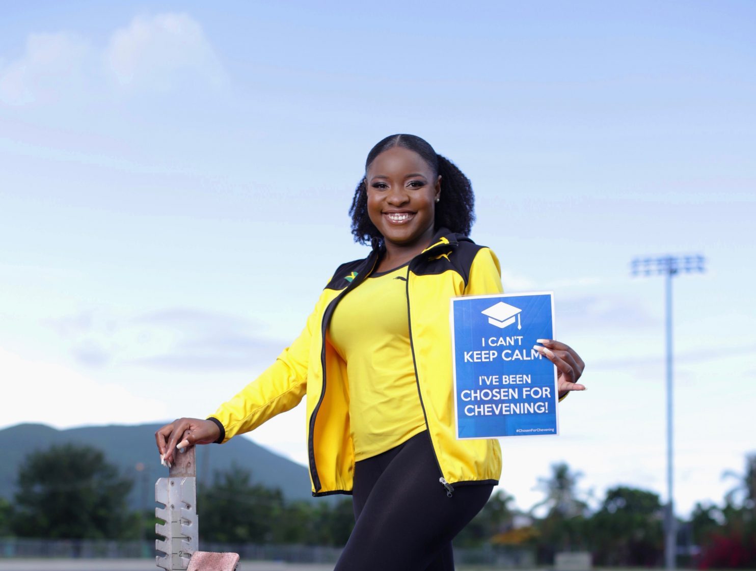 Rosheika Grant expressing her excitement and surprise at being one of 17 Jamaicans chosen for the prestigious Chevening Scholarship from a pool of more than 600 applicants.  Photo: Contributed

