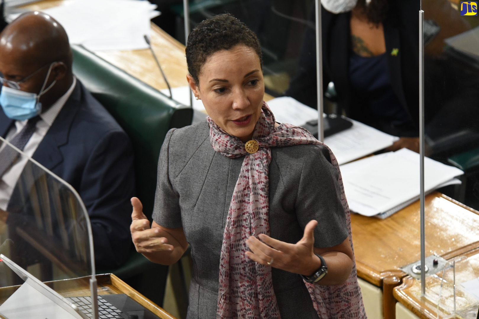 Minister of Foreign Affairs and Foreign Trade, Senator the Hon. Kamina Johnson Smith, opens the debate on the Sexual Harassment (Protection and Prevention) Act 2021 in the Senate on September 17.