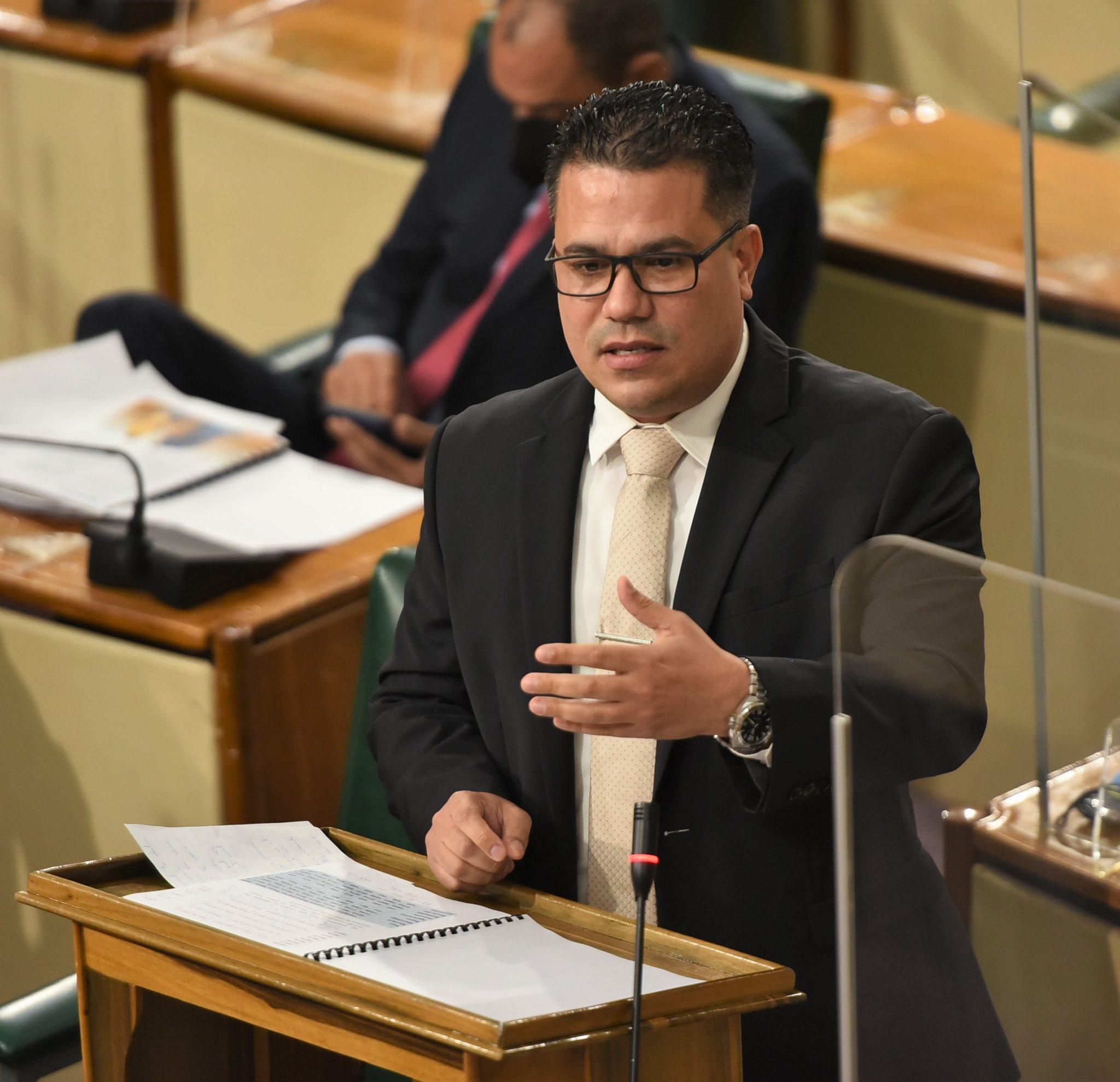 Minister without Portfolio in the Ministry of National Security, Senator Hon. Matthew Samuda, makes his contribution to the 2021/22 State of the Nation Debate in the Upper House on Friday (September 24).