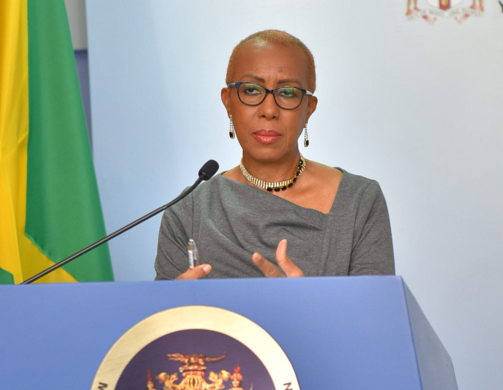 Minister of Education, Youth and Information, Hon. Fayval Williams, addresses journalists during Wednesday’s (September 22) digital post-Cabinet media briefing.

