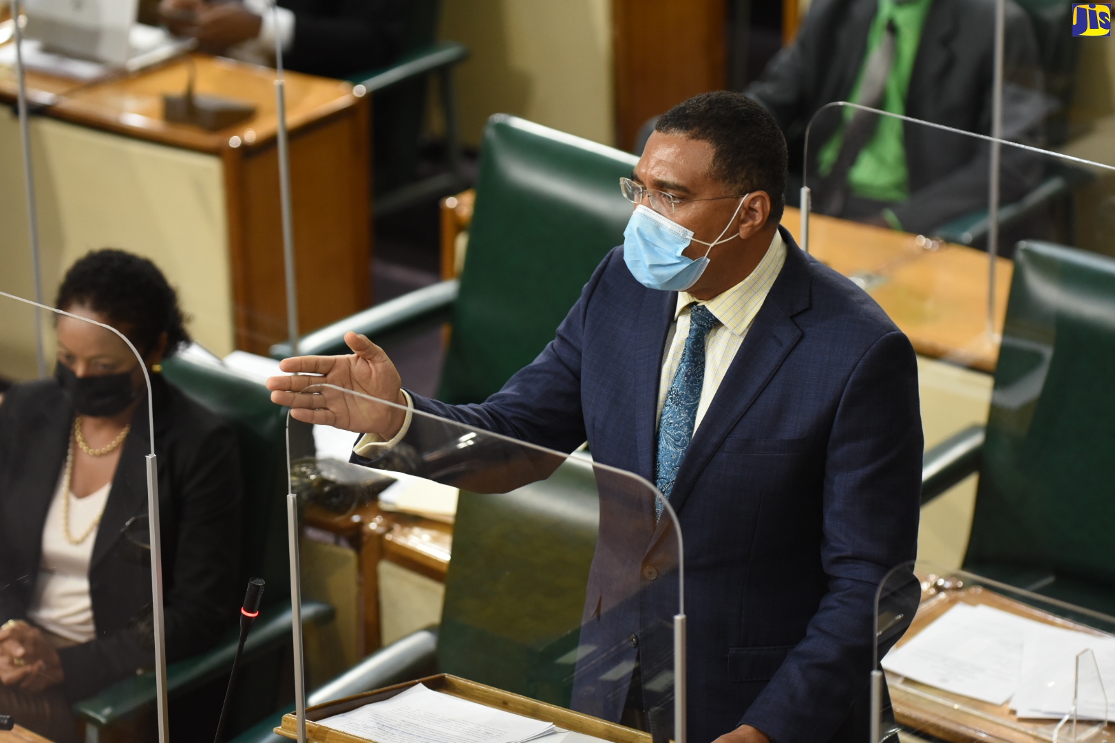 Prime Minister, the Most Hon. Andrew Holness, makes his contribution to the debate on the National Identification and Registration Act 2021, in the House of Representatives on October 13.