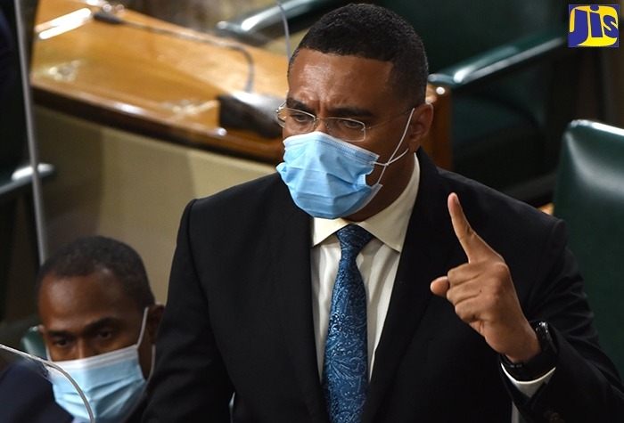 Prime Minister, the Most Hon. Andrew Holness, highlights a point while making a statement in the House of Representatives on Tuesday (October 26).