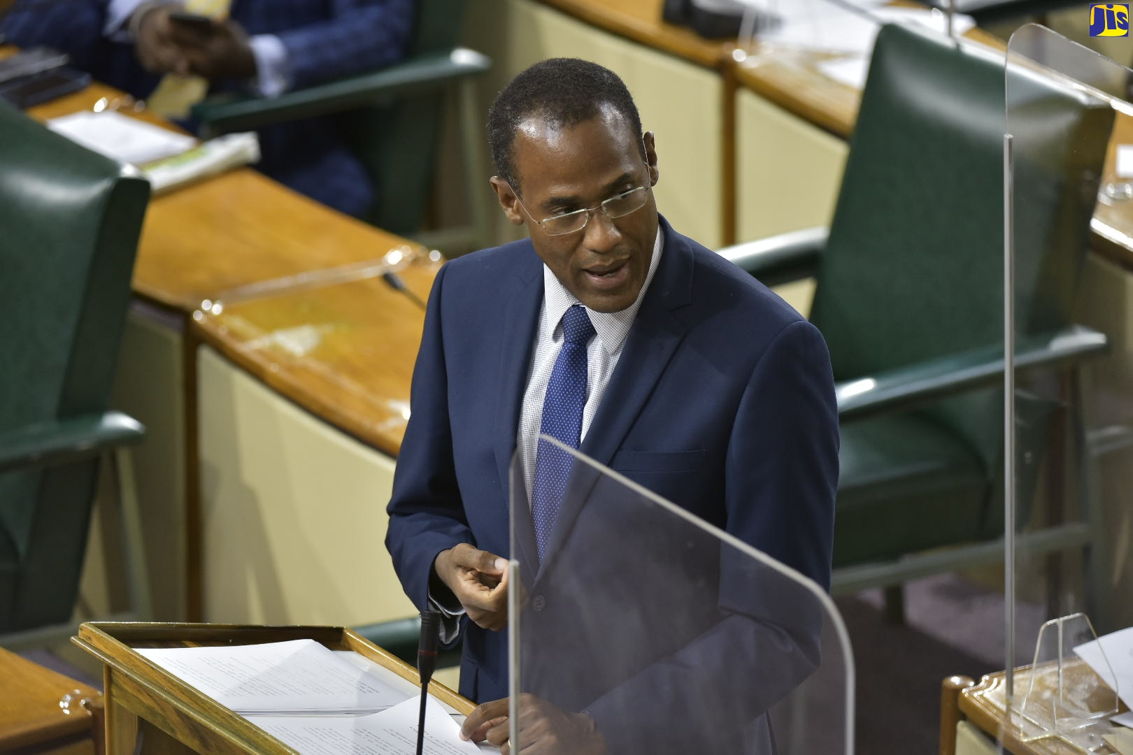 Minister of Finance and the Public Service, Dr. the Hon. Nigel Clarke, speaks in the debate on the first Supplementary Estimates of Expenditure for the 2021/22 fiscal year, in the House of Representatives on Tuesday (October 12).