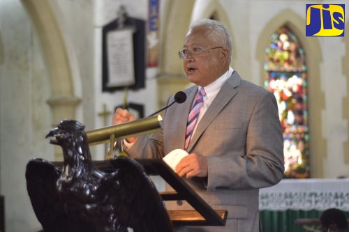 Minister of Justice, Hon. Delroy Chuck, highlights a point while addressing the Annual Assize Church Service to mark the Opening Session of the Michaelmas Term of the Home Circuit Court, at the St. Andrew Parish Church on Sunday (October 24).