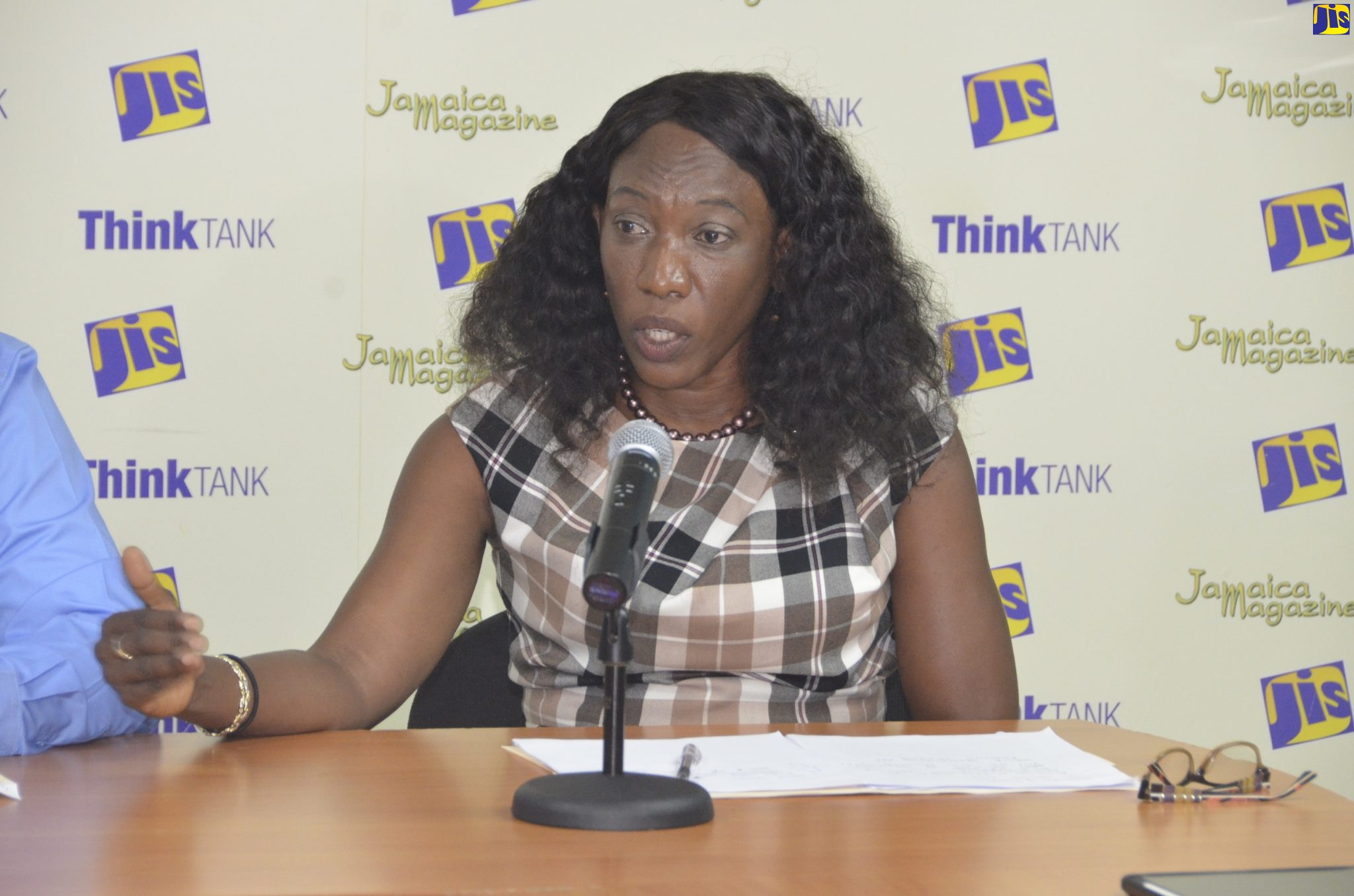 President of the Jamaica Association of Public Health Inspectors (JAPHI), Karen Brown, addresses a Jamaica Information Service (JIS) ‘Think Tank’, which was held at the JIS Montego Bay Regional Office, in St. James, on Saturday ( October 23). 