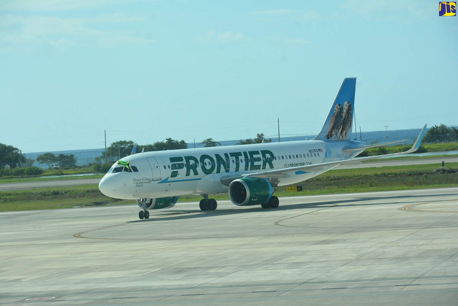 An aircraft belonging to Frontier arriving at the Sangster International Airport in Montego Bay from Miami, Florida, in May.