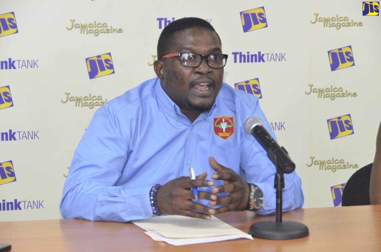 President-elect of the Jamaica Association of Public Health Inspectors (JAPHI), Michael Myles, addressing a Jamaica Information Service (JIS) ‘Think Tank’ held at the agency’s regional office in Montego Bay, St. James, on October 23.

