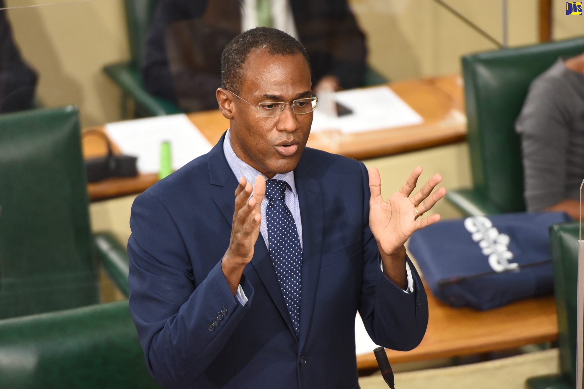 Minister of Finance and the Public Service, Dr. the Hon. Nigel Clarke, highlights a point while making a statement in the House of Representatives on Tuesday (October 5).