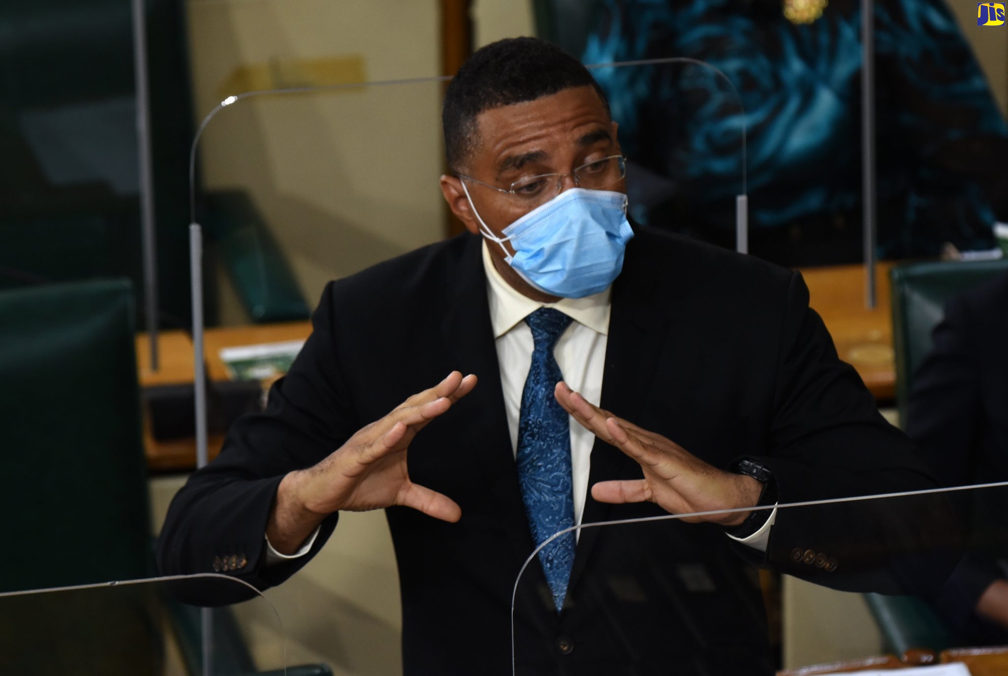 Prime Minister, the Most Hon. Andrew Holness, emphasiss a point, while  making a statement during the sitting of the House of Representatives on Tuesday (Oct. 26).