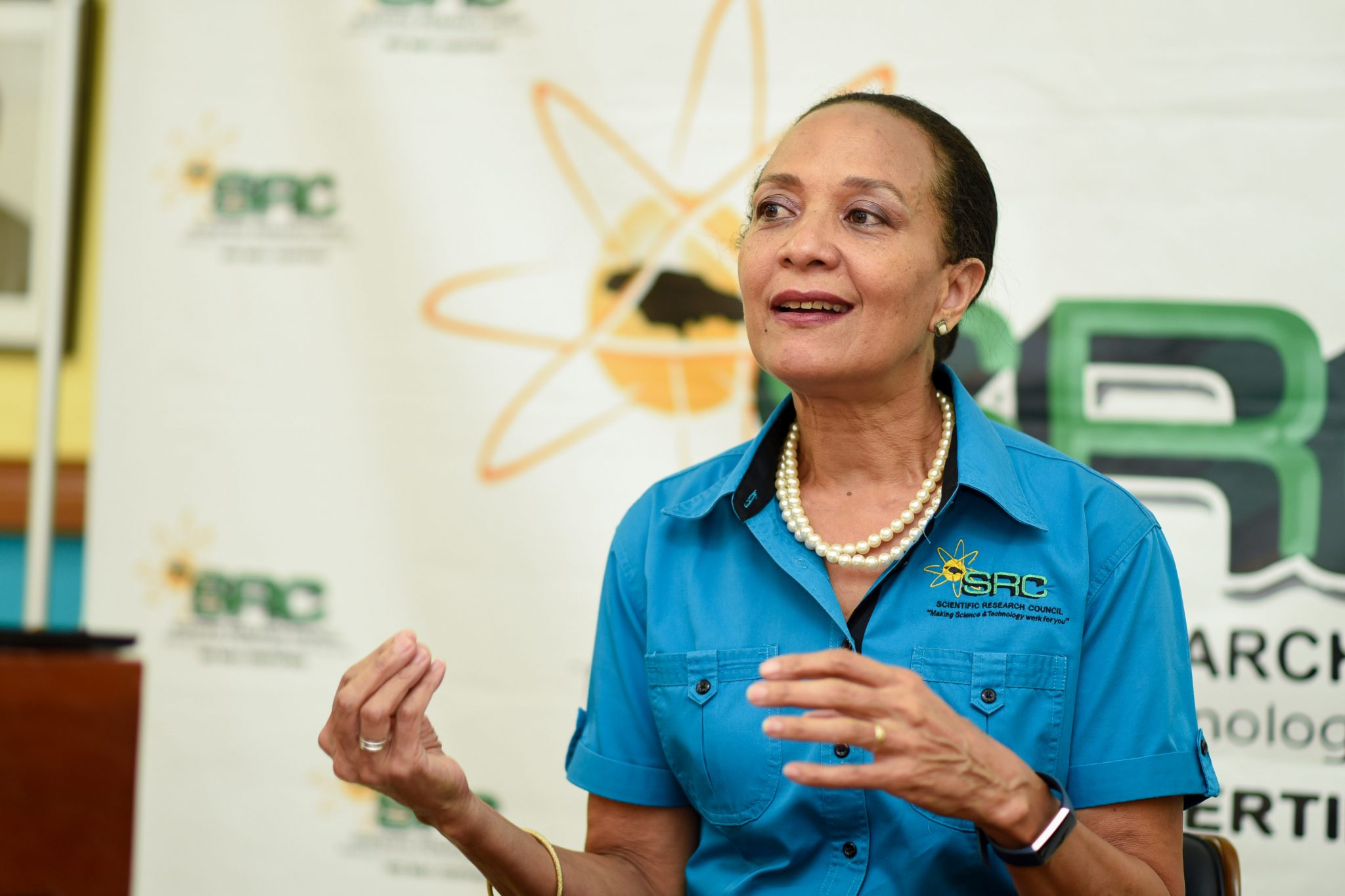 Acting Information Services Manager at the Scientific Research Council (SRC), Marcia Henry, speaks at a  recent JIS ‘Think Tank’.

