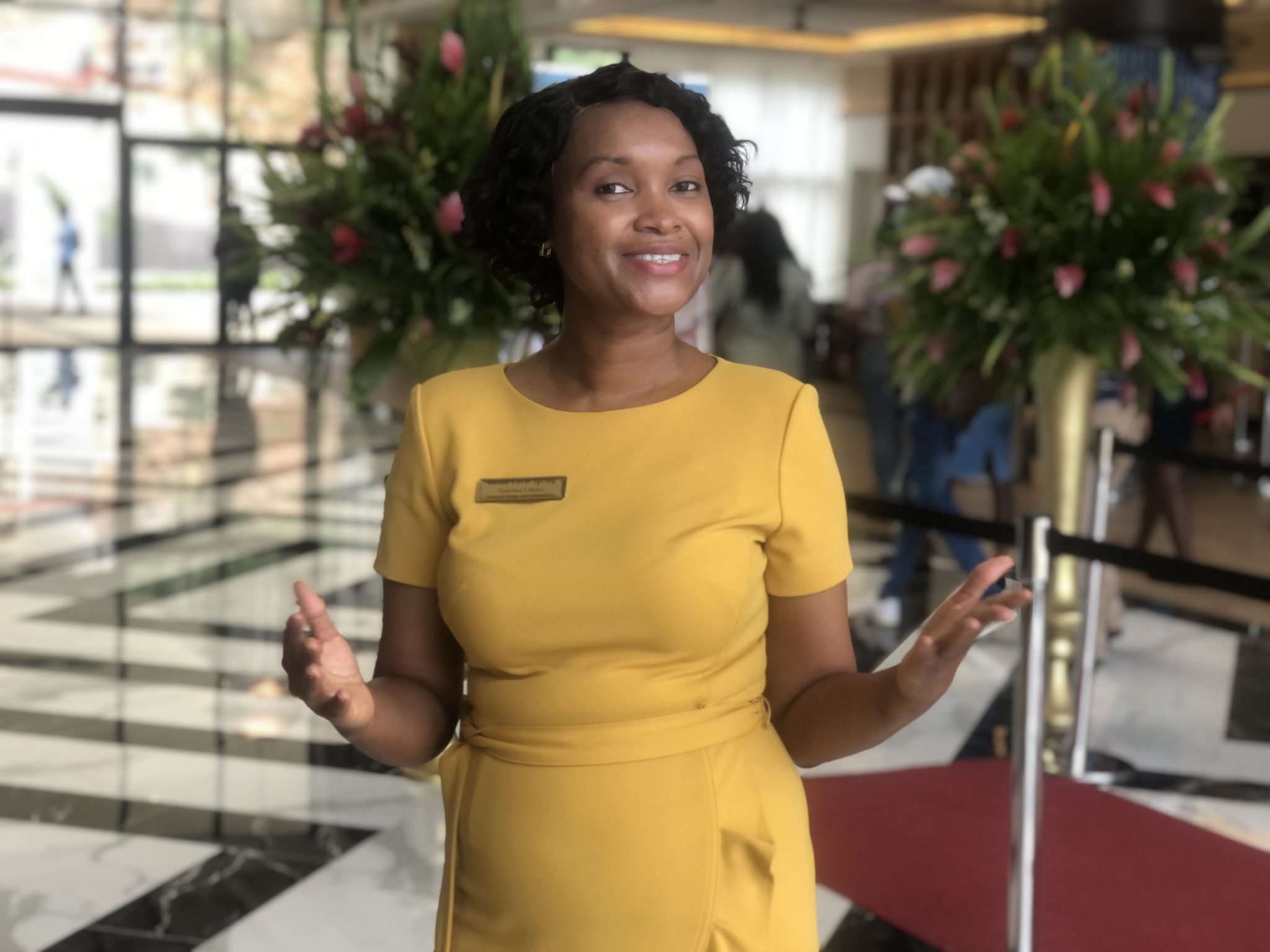 Director of Sales, Ocean Coral Springs and Ocean Eden Bay, Tanesha Clarke, speaks during a tour of the newly opened Ocean Eden Bay resort in Trelawny, on Monday, November 8.

