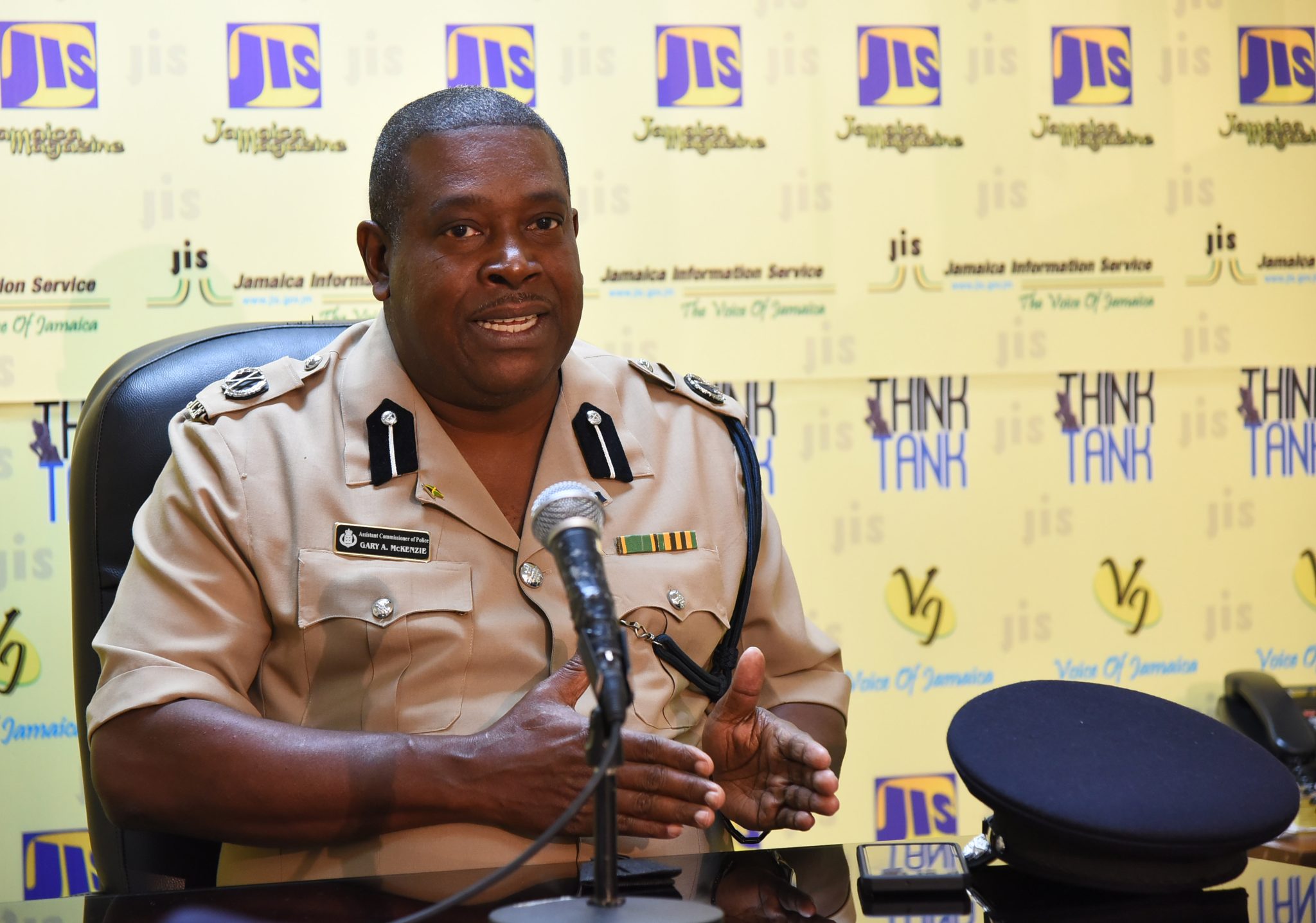 Head of the Jamaica Constabulary Force (JCF) Public Safety and Traffic Enforcement Branch (PSTEB), Assistant Commissioner of Police (ACP) Gary McKenzie, discusses JCF operational plans for the Christmas season at a JIS Think Tank on Friday (Dec. 10).

