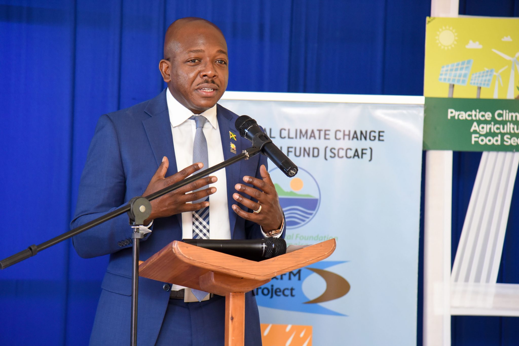 Minister of Housing, Urban Renewal, Environment and Climate Change, Hon. Pearnel Charles Jr., addresses the milestone ceremony of the Adaptation Programme and Financing Mechanism (AP&FM) for the Pilot Programme for Climate Resilience (PPCR) on Thursday (Dec. 9), at the Church of the Open Bible in May Pen, Clarendon. The AP&FM Project works to help Jamaica adjust more easily to climate change. It supports the integration of climate change issues into development planning by government agencies, and provides funds for climate change adaptation work in small and medium sized businesses as well as communities islandwide. It is being implemented with US$19.86 million in funding from the Climate Investment Fund through the Inter-American Development Bank (IDB) and the Government of Jamaica.

