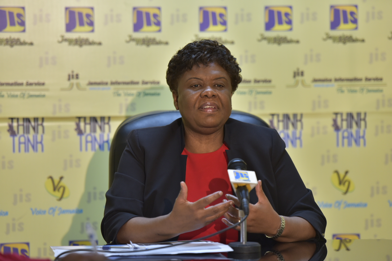 Chief Executive Officer, Consumer Affairs Commission (CAC), Dolsie Allen, addressing a JIS Think Tank on Tuesday (December 14).

