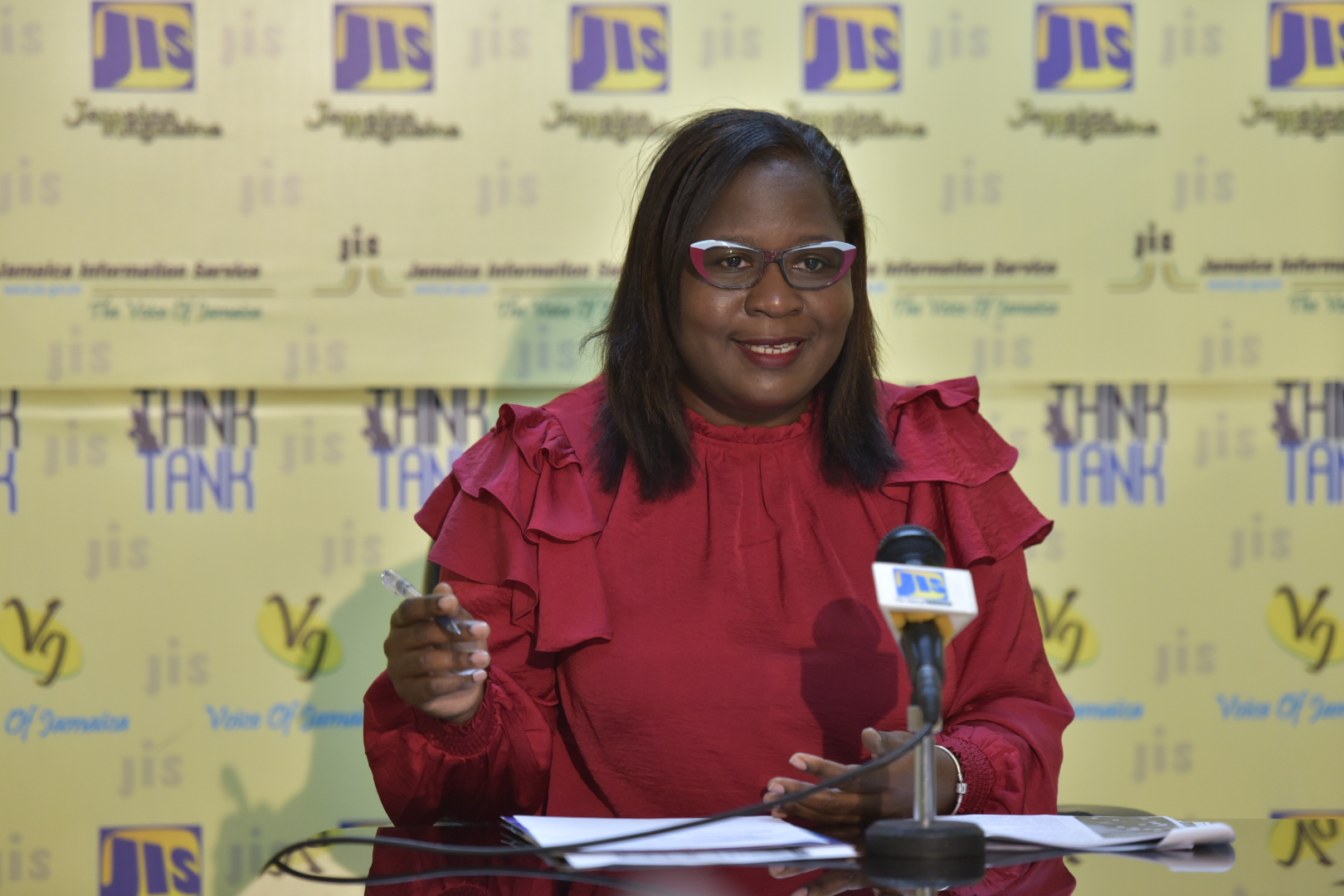 Director of Communications, Consumer Affairs Commission (CAC), Latoya Halstead addresses a recent Jamaica Information Service (JIS) 'Think Tank' at the agency's head office in Kingston. 