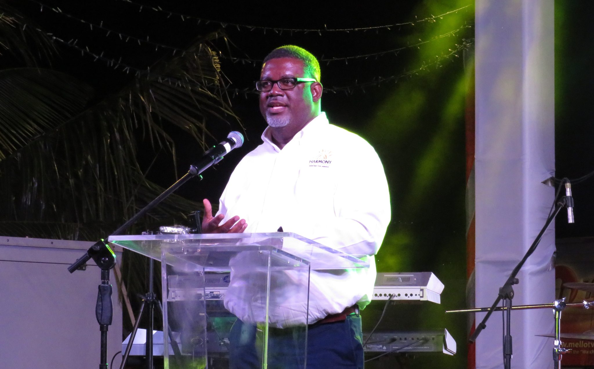 Western Regional Manager at the Urban Development Commission (UDC), Omar Simpson, speaking at the St. James Municipal Corporation’s annual Christmas tree lighting ceremony held at Harmony Beach Park on Monday, (December 13).

