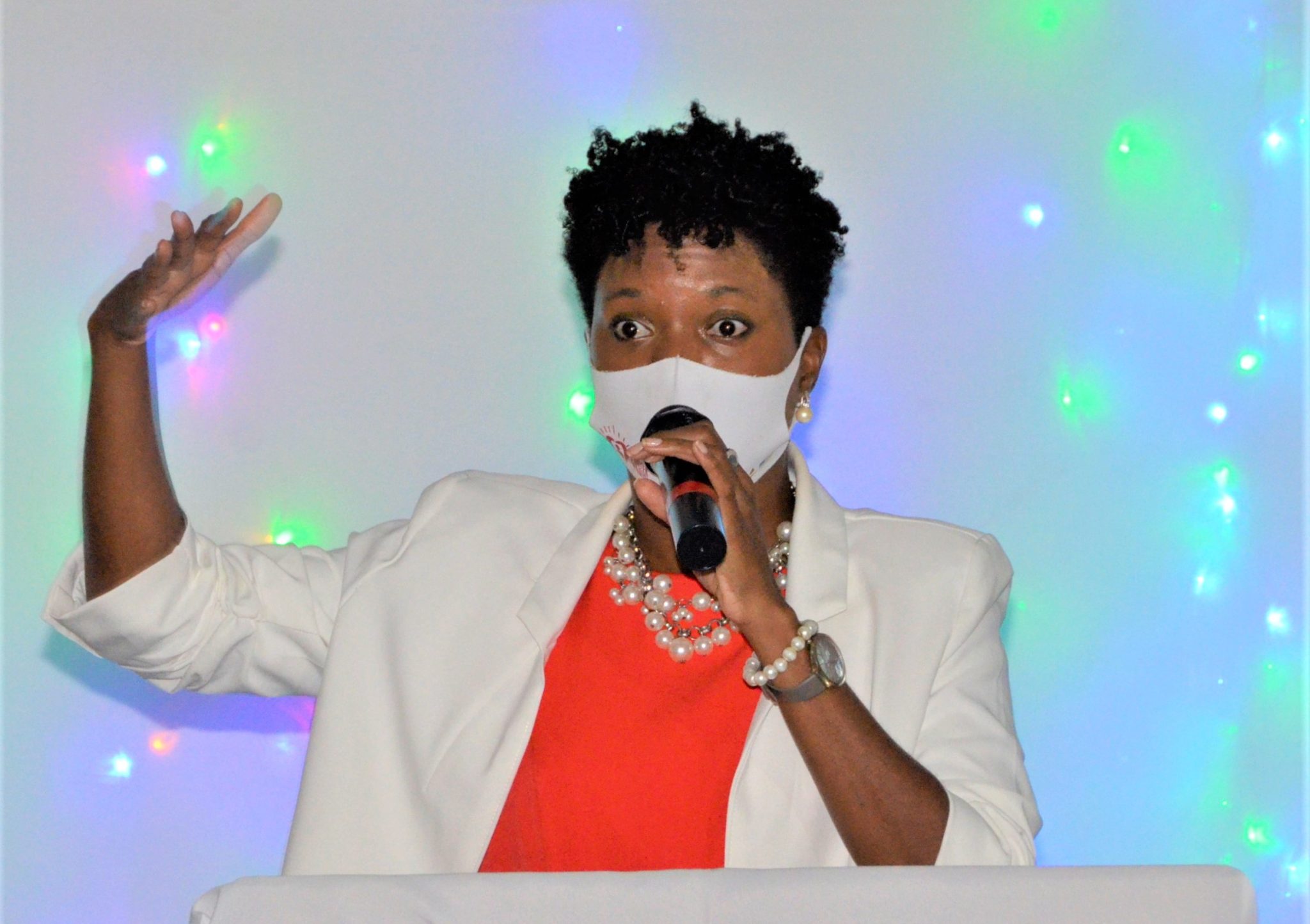 Founder of Pursued International Foundation, Stacy Ann Smith, delivers the keynote address at the Christmas dinner held at the Granville Child Care Facility in Trelawny, recently.

 
