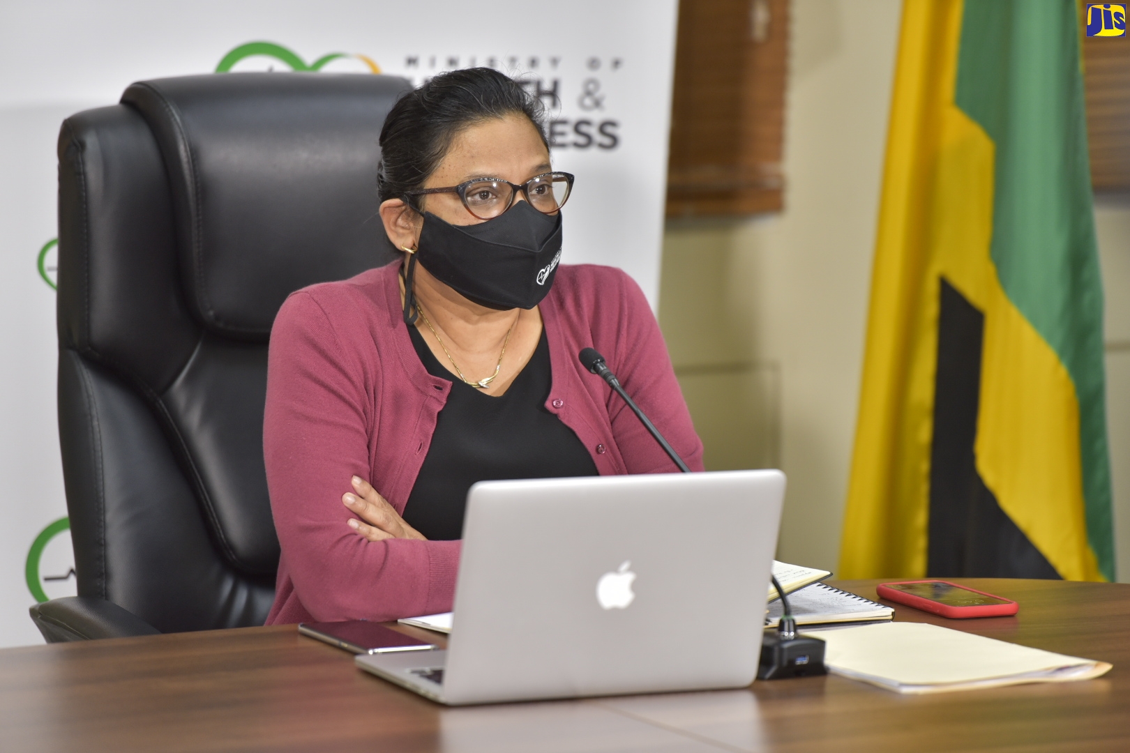 Chief Medical Officer (CMO), Dr. Jacquiline Bisasor-McKenzie, addresses journalists during a COVID Conversations digital press briefing on Thursday (January 6).