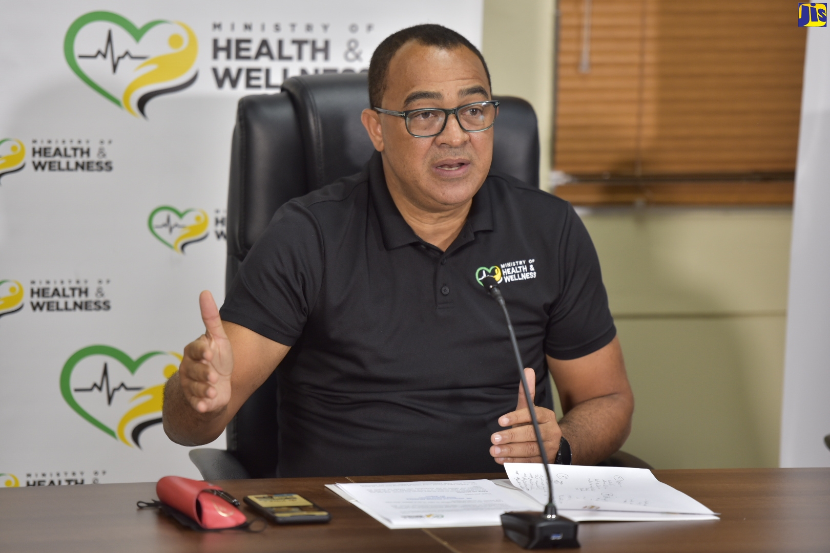 Minister of Health and Wellness, Dr. the Hon. Christopher Tufton, highlights a point while addressing a virtual COVID Conversations press briefing, on Thursday (January 6).