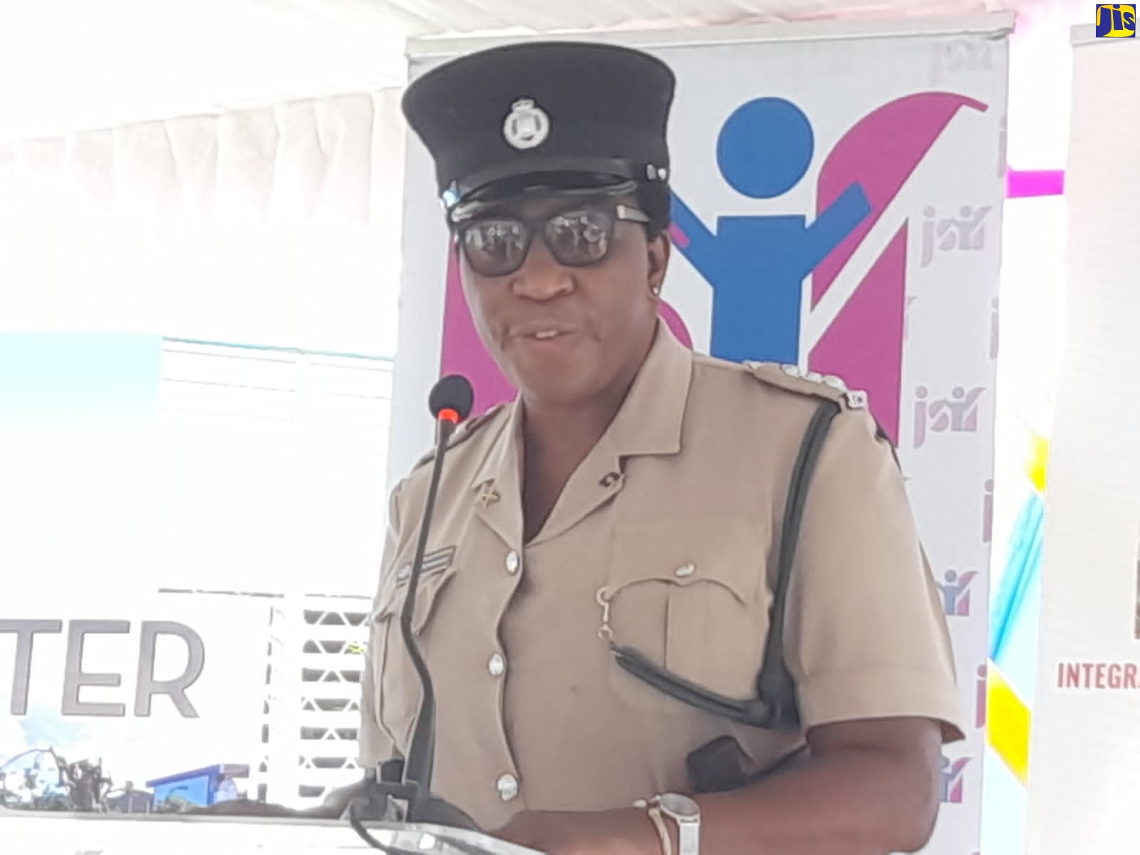 Deputy Superintendent of Police (DSP), St. James, Angela McIntosh-Gayle, speaks at the handover of the Salt Spring Safe Passage Project, at the Salt Spring Primary School, St. James, on January 27.