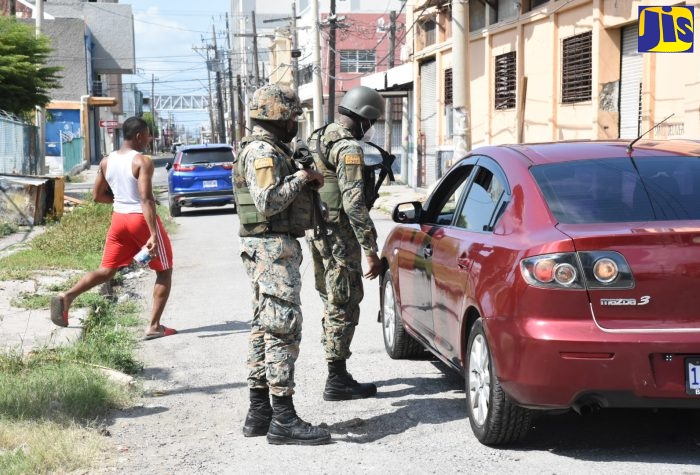 Members of the Jamaica Defence Force carrying out operations at a checkpoint in Parade Gardens in Kingston on January 23. A Zone of Special Operations (ZOSO) was declared in Parade Gardens by Prime Minister the Most Hon. Andrew Holness, on January 9. The security measure will be in place for 60 days.
