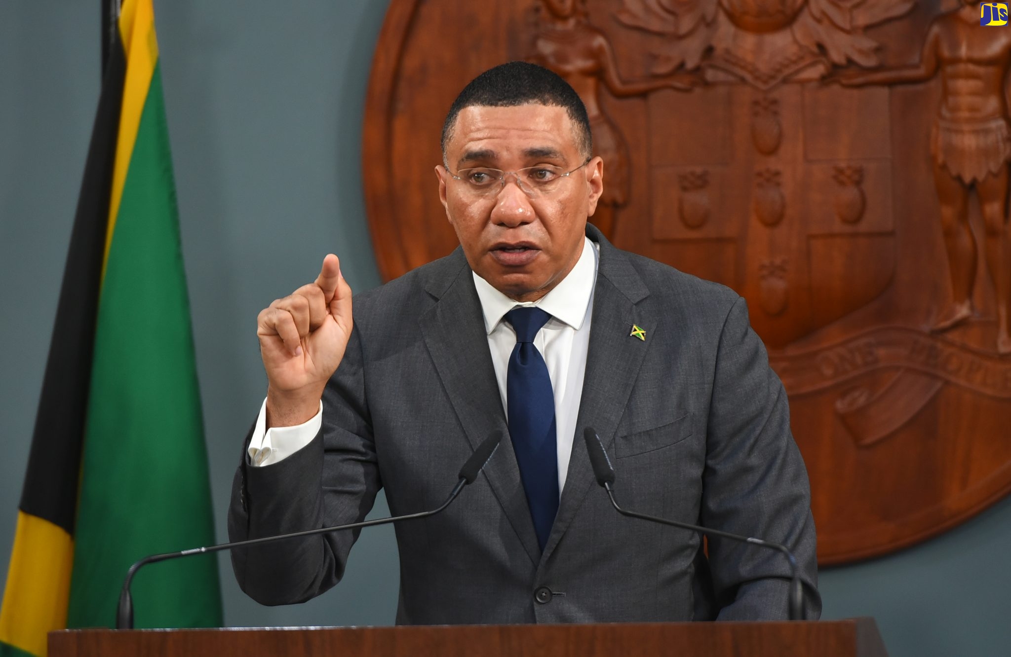 Prime Minister, the Most Hon. Andrew Holness, emphasises a point while speaking during a digital press conference on Sunday (January 9).