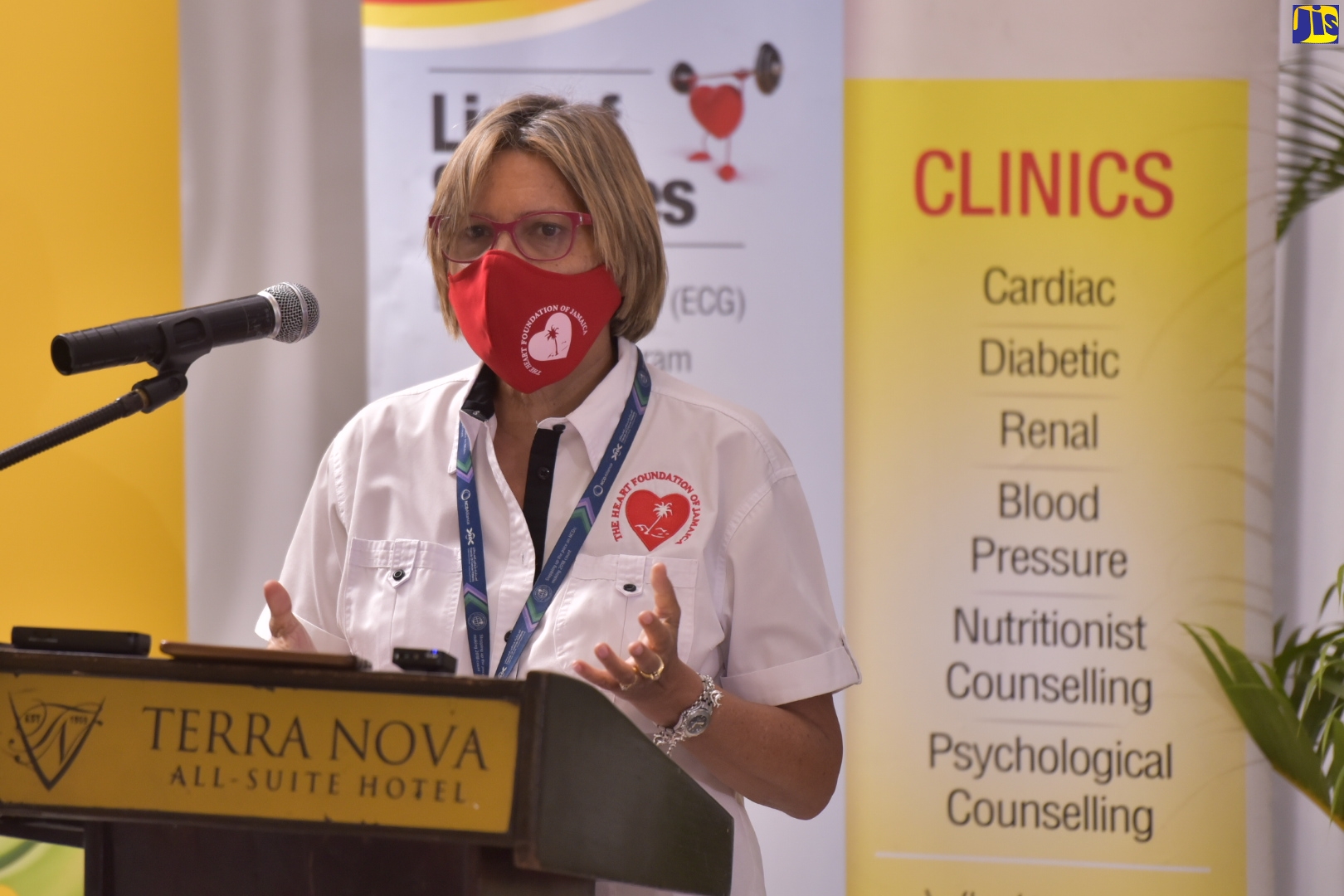 Executive Director of the Heart Foundation of Jamaica, Deborah Chen, addresses the recent launch of Heart Month, which is observed in February. The launch was held at The Terra Nova All-Suite Hotel in Kingston, recently.