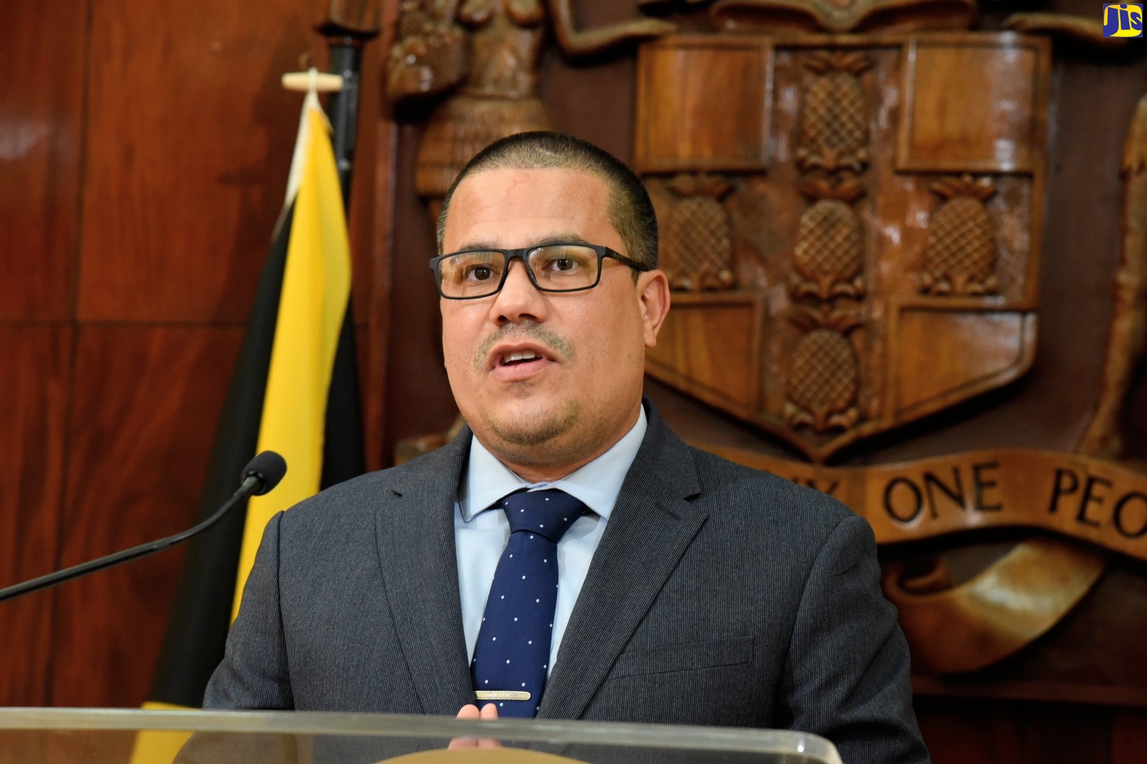 Minister without Portfolio in the Ministry of Economic Growth and Job Creation, Senator the Hon. Matthew Samuda, addresses a virtual post-Cabinet press briefing on Wednesday (February 23).