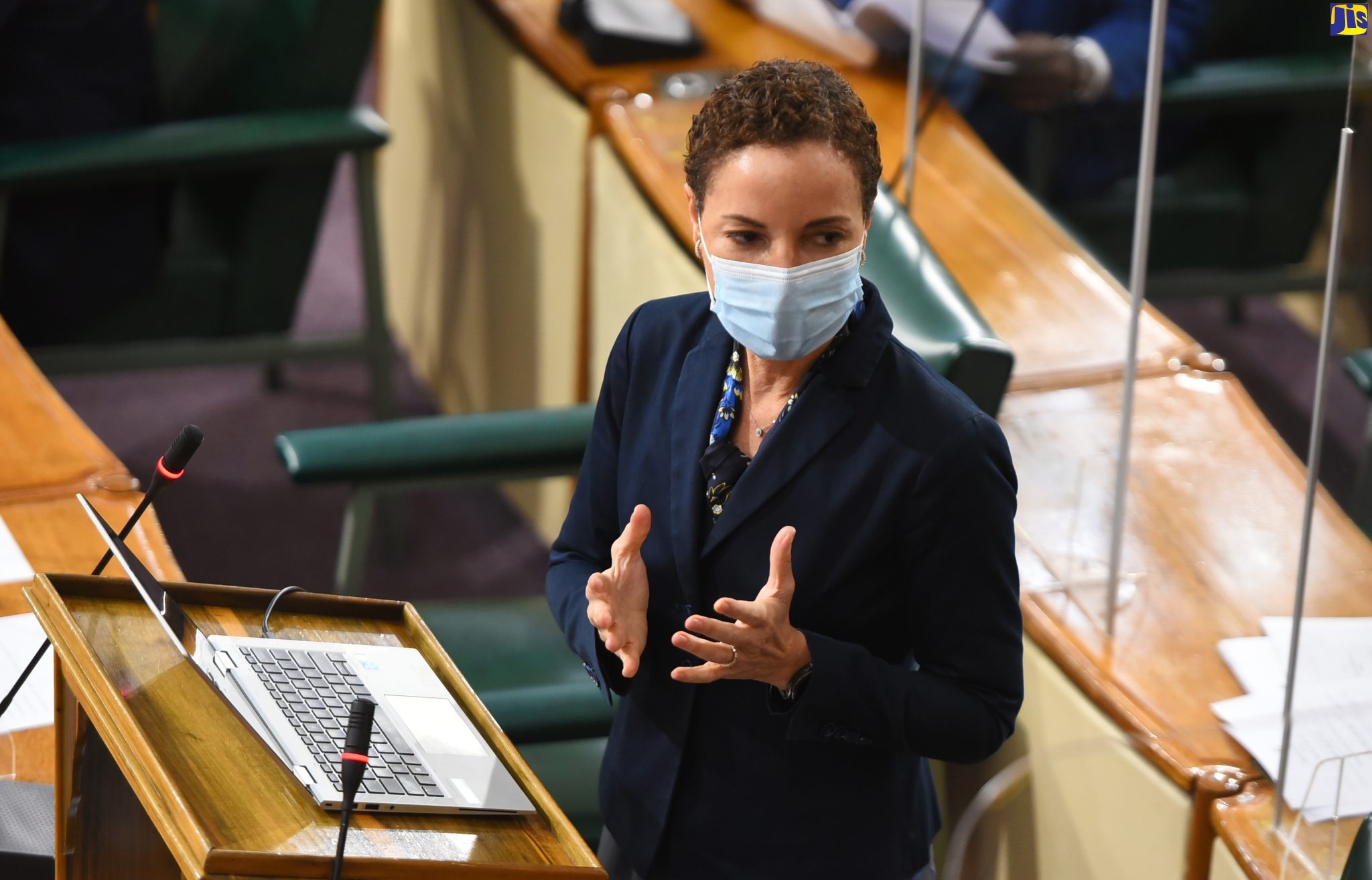 Minister of Foreign Affairs and Foreign Trade, Senator the Hon. Kamina Johnson Smith, emphasises a point while piloting the Representation of the People (Postponement of Elections to Municipal Corporations and City Municipalities) Act, 2022, in the Senate on February 4. The Bill allows for the postponement of the local government elections for a further 12 months, to be held no later than February  28, 2023.