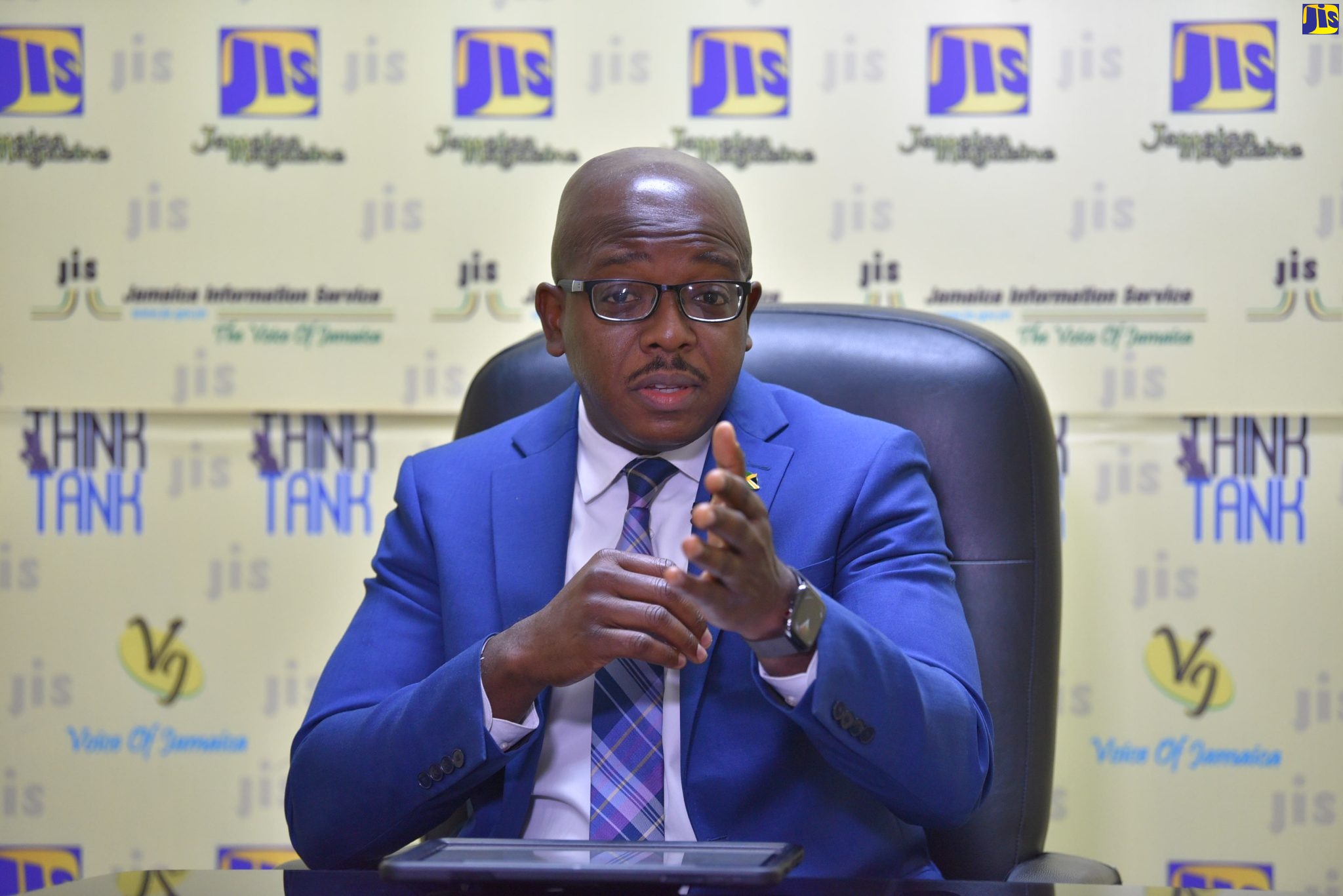 Minister of Agriculture and Fisheries, Hon. Pearnel Charles Jr., addresses a recent JIS Think Tank.