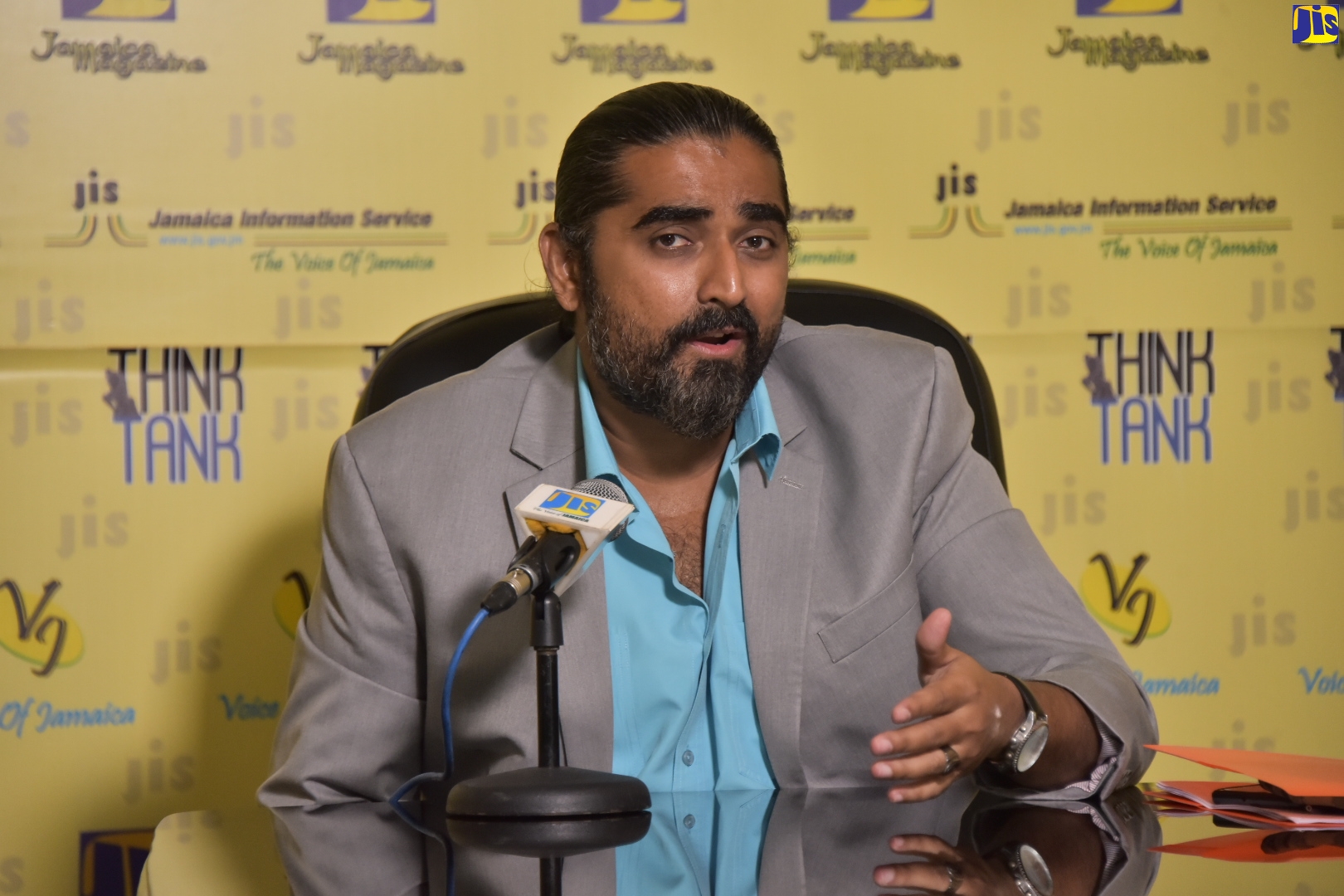 Psychiatrist and winner of the Award for the Most Impactful Presentation at the National Health Research Conference 2021, Dr. Kunal Lalwani, addresses a JIS ‘Think Tank’, on the findings of a study on polydrug use, on March 1. 