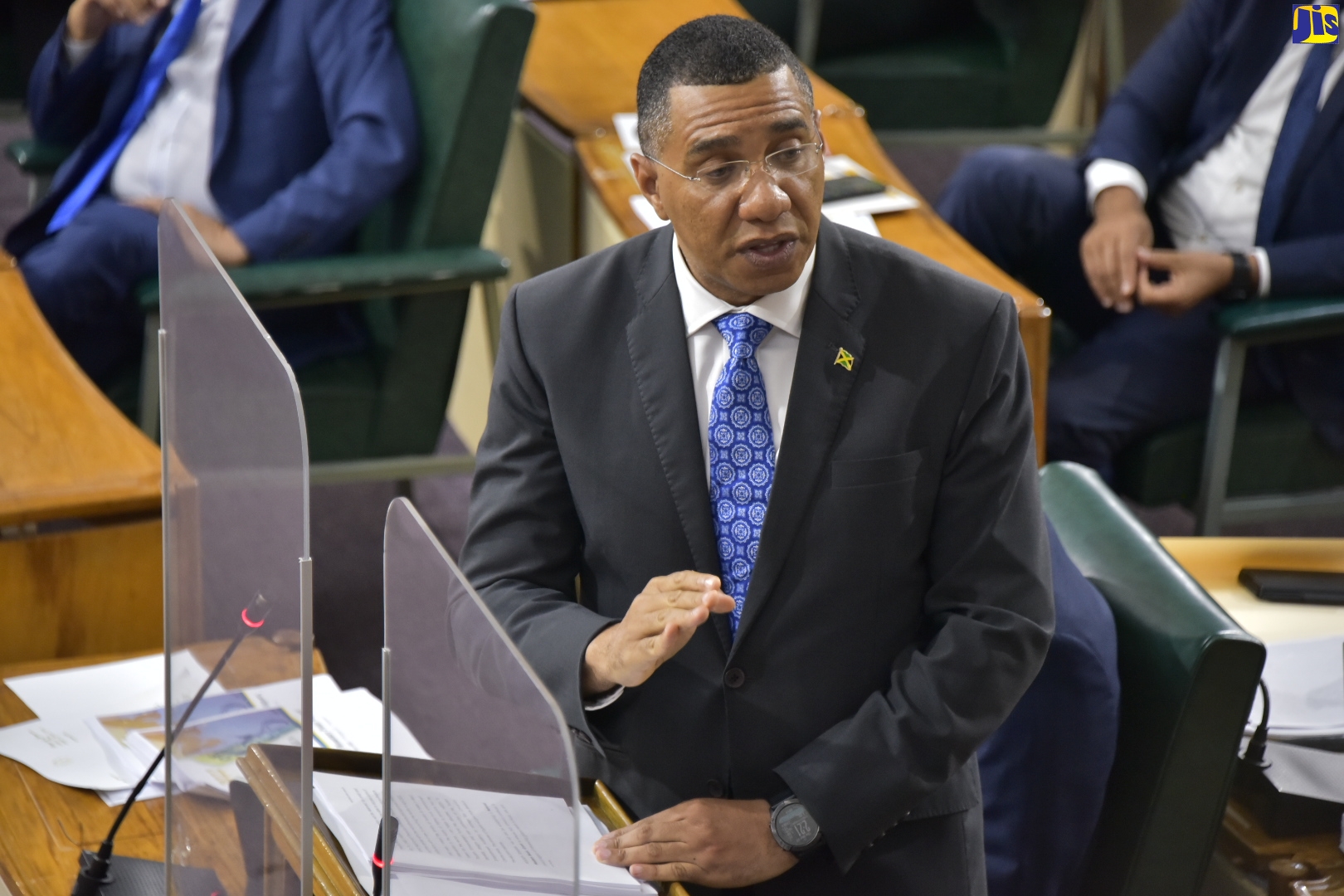 Prime Minister the Most Hon. Andrew Holness, highlights a matter of importance while making his contribution to the 2022/23 Budget Debate in the House of Representatives on March 17.