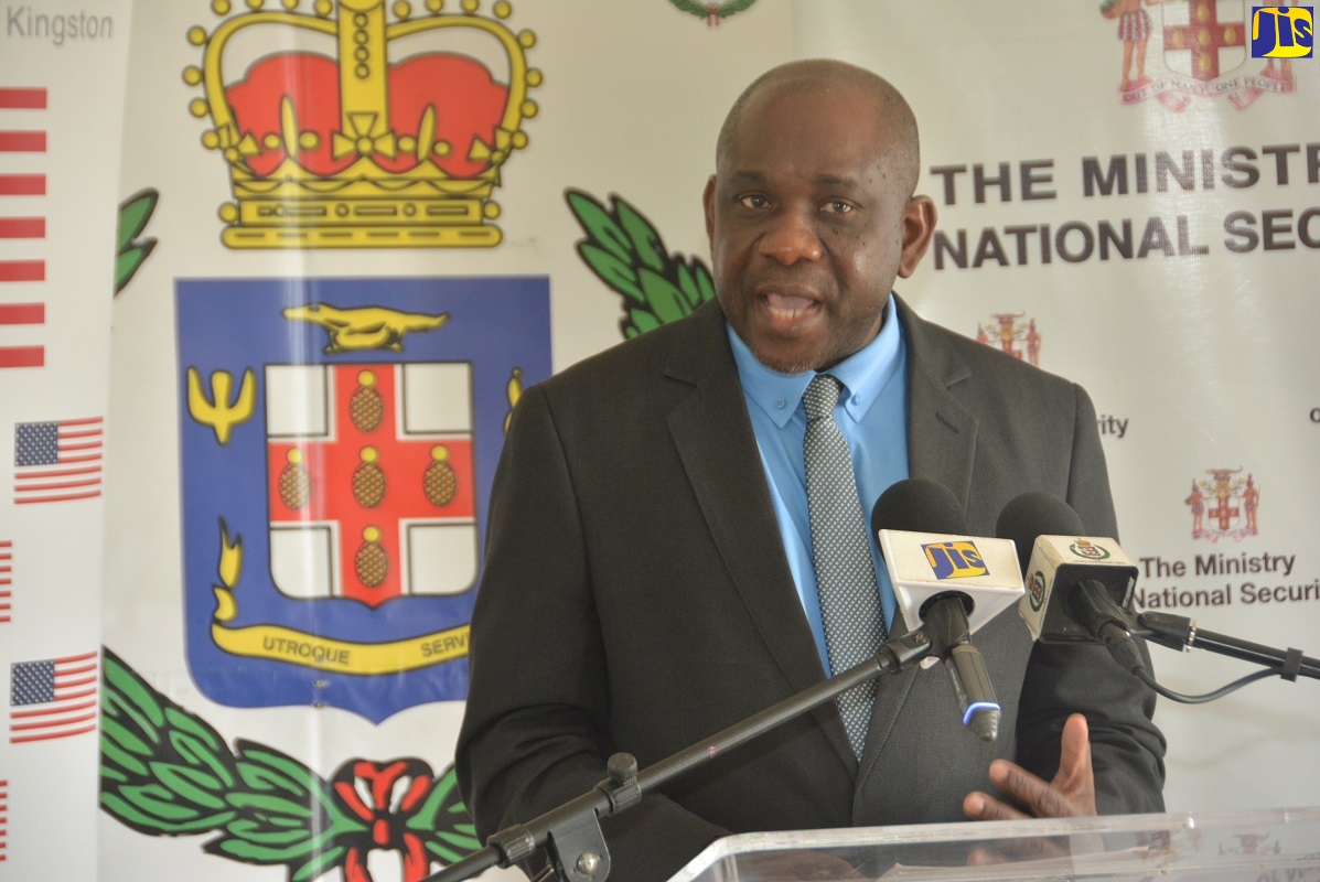 Permanent Secretary in the Ministry of National Security, Courtney Williams, addressing a recent ceremony to officially open Jamaica’s first child-friendly-place for victims of human trafficking and other serious crimes at Falmouth Police Station in Trelawny.
