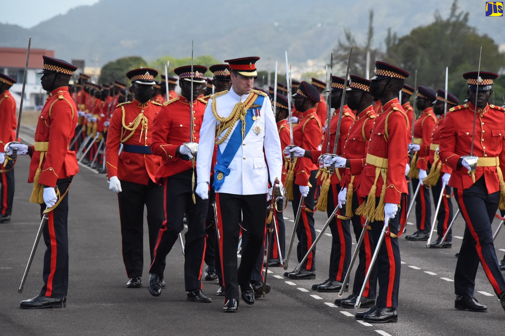 His Royal Highness, the Duke of Cambridge, inspects service personnel from across the Caribbean who have recently completed the Caribbean Military Academy