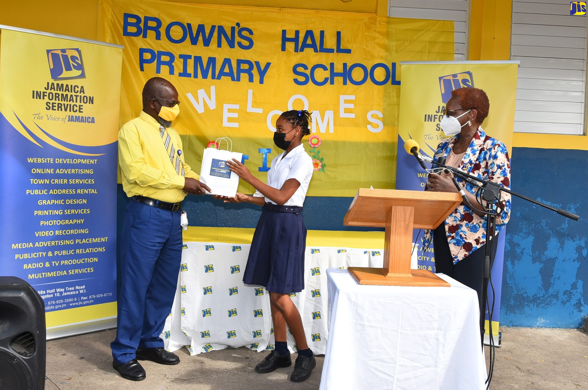 JIS Donates 10 Tablets To Brown’s Hall Primary School