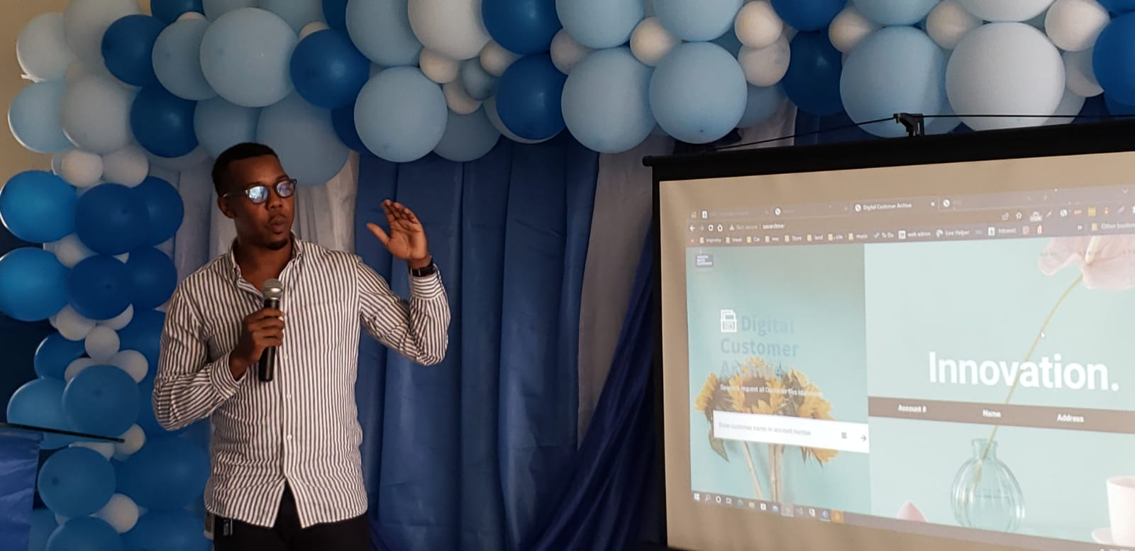 NWC programmer Shane Bell demonstrating aspects of the digital records platform at the launch.