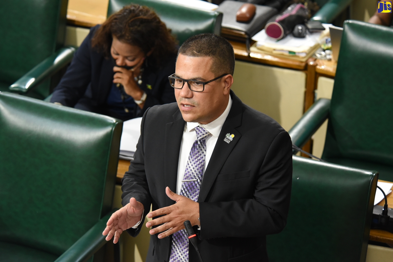 Minister without Portfolio in the Ministry of Economic Growth and Job Creation Senator Hon. Matthew Samuda, addressing Fday’s (April 22) sitting of the Senate.
