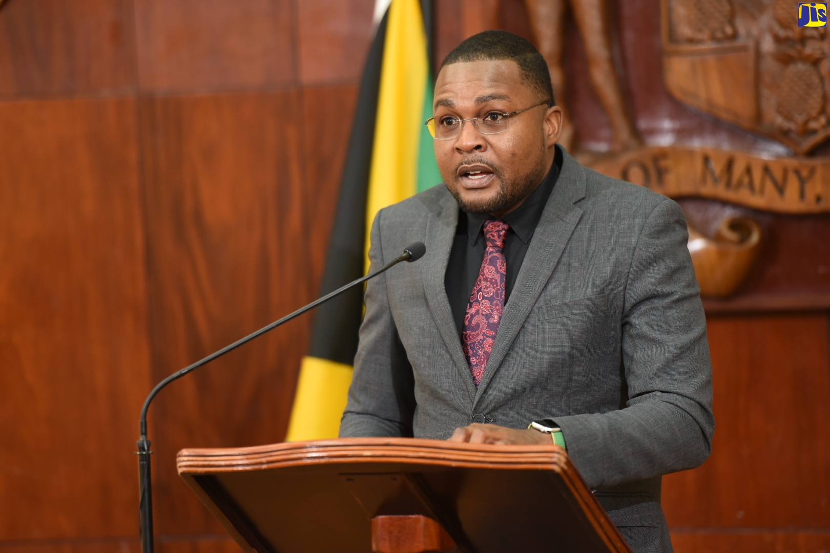 Minister without Portfolio in the Office of the Prime Minister (OPM) with responsibility for Information, Hon. Robert Morgan, addresses a post-Cabinet press briefing, on Wednesday (April 6).