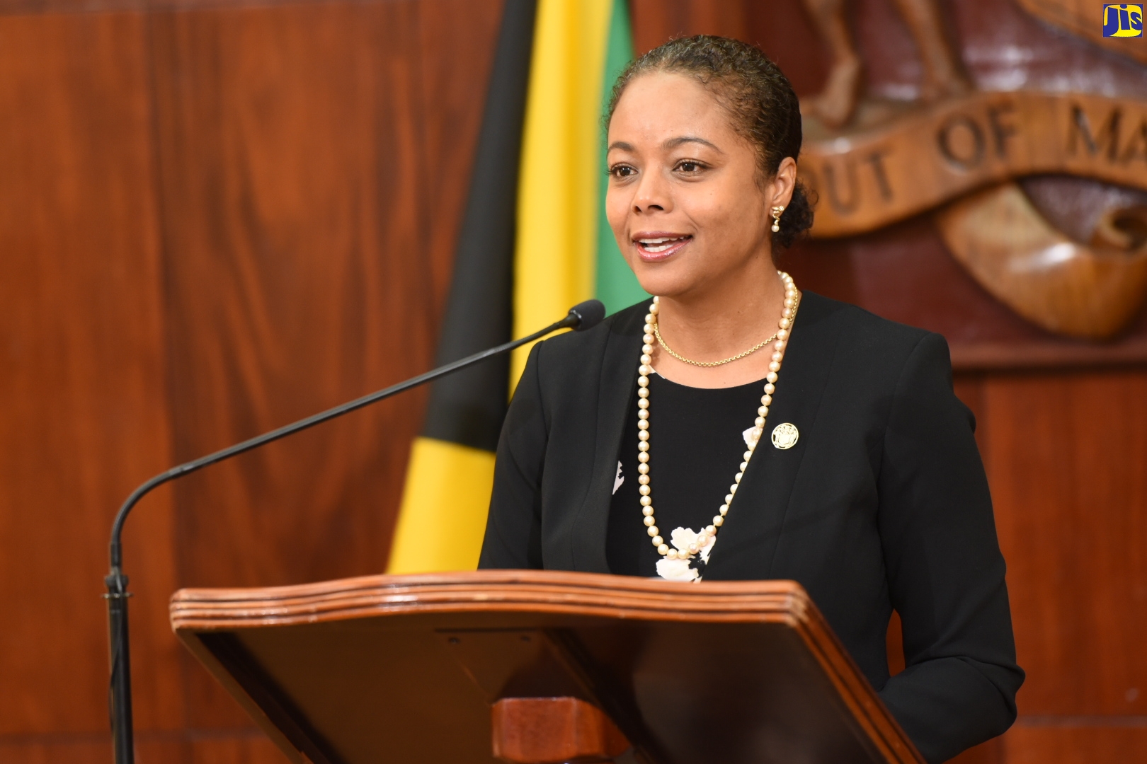 Legal and Constitutional Affairs Minister, Hon. Marlene Malahoo Forte, addresses a post-Cabinet press briefing on Wednesday (April 6). Photo: