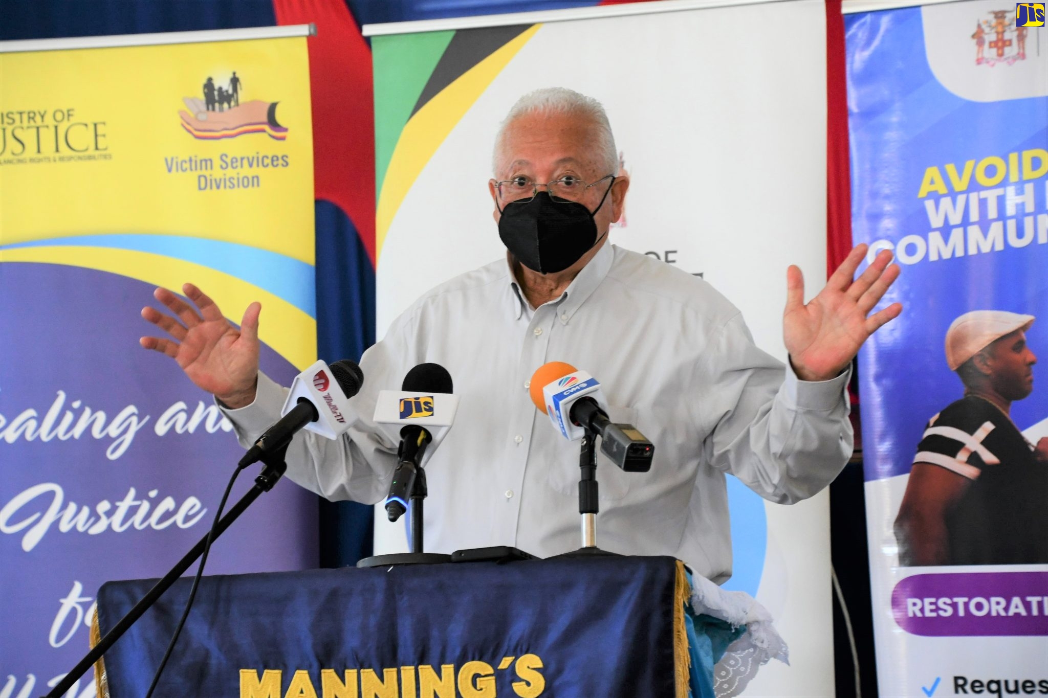 Minister of Justice, Hon. Delroy Chuck, addresses the Ministry’s Alternative Dispute Resolution (ADR) Services Public Education Campaign session, which was held at the Manning’s School in Savanna-la-Mar, Westmoreland on Friday (April 1).