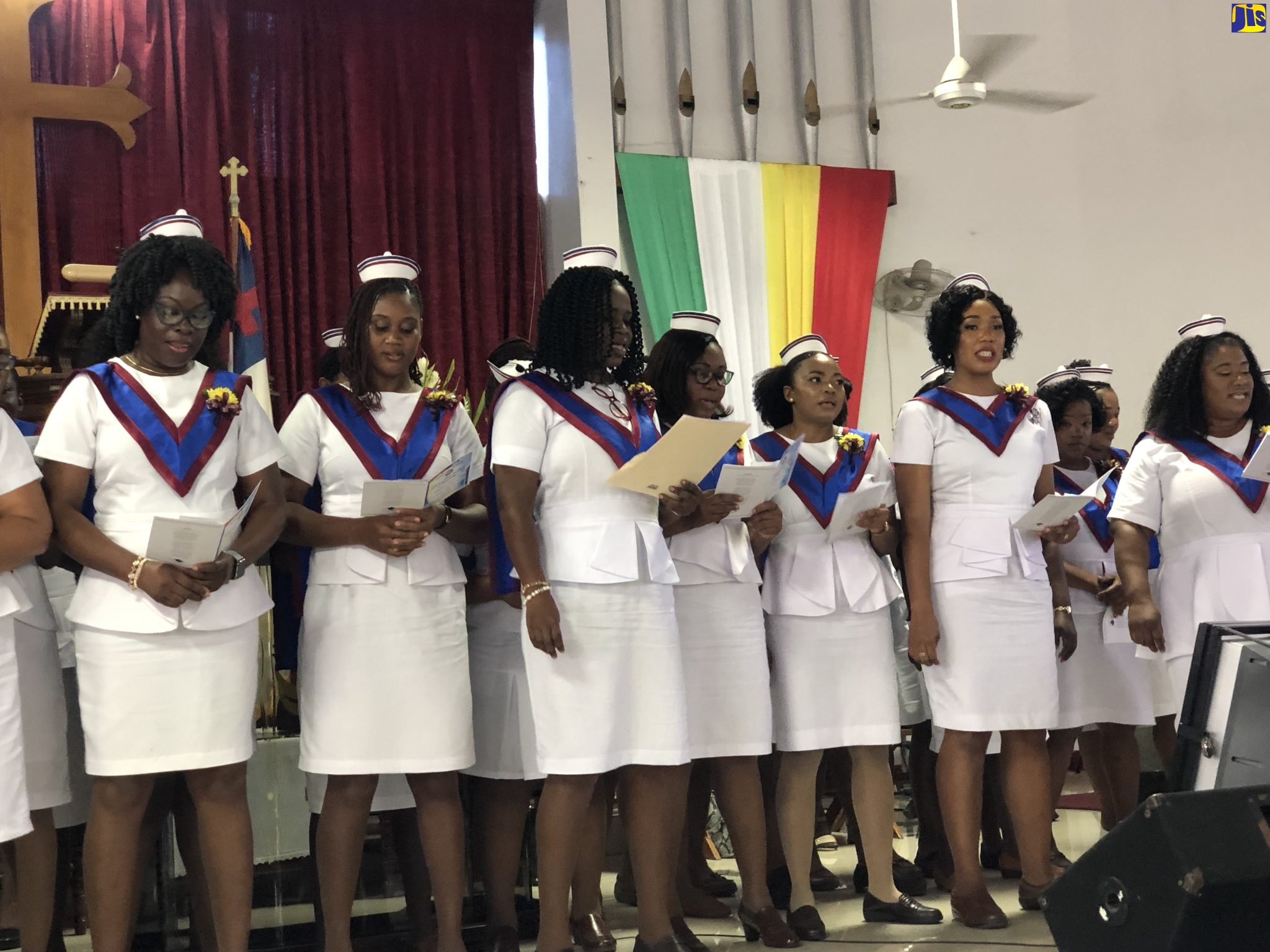 The final batch of graduates of the Cornwall School of Nursing (CSN) recite the Midwife’s Pledge, at the graduation ceremony held at Calvary Baptist Church in Montego Bay, St. James on Thursday (April 7).