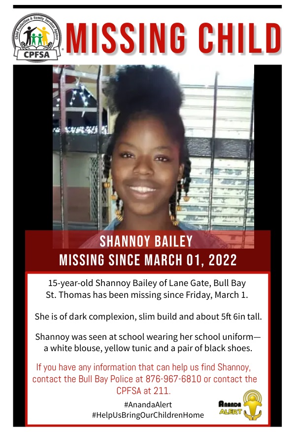 Ananda Alert Activated For Missing Teen, Shannoy Bailey